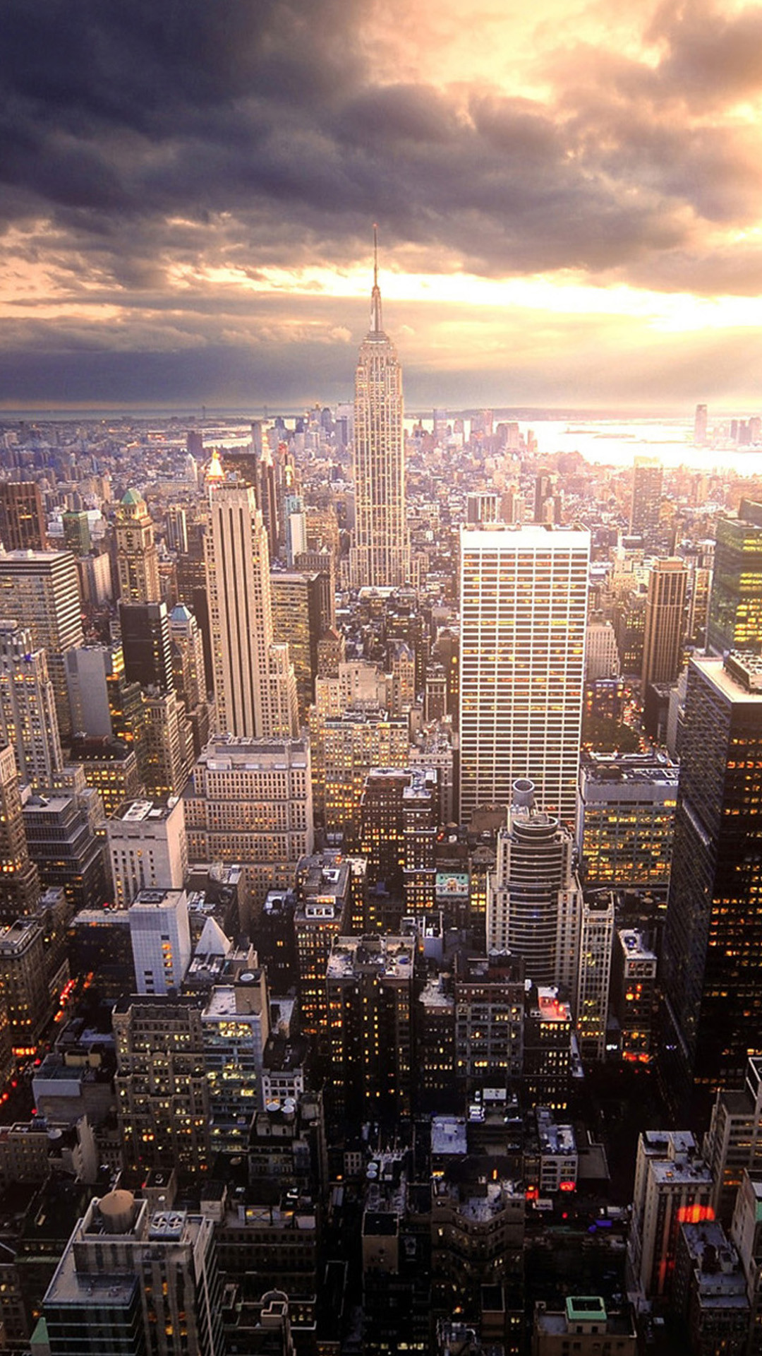 New York, Manhattan, Empire State Building, Vista aerea, immagine di sfondo iPhone 6 Plus