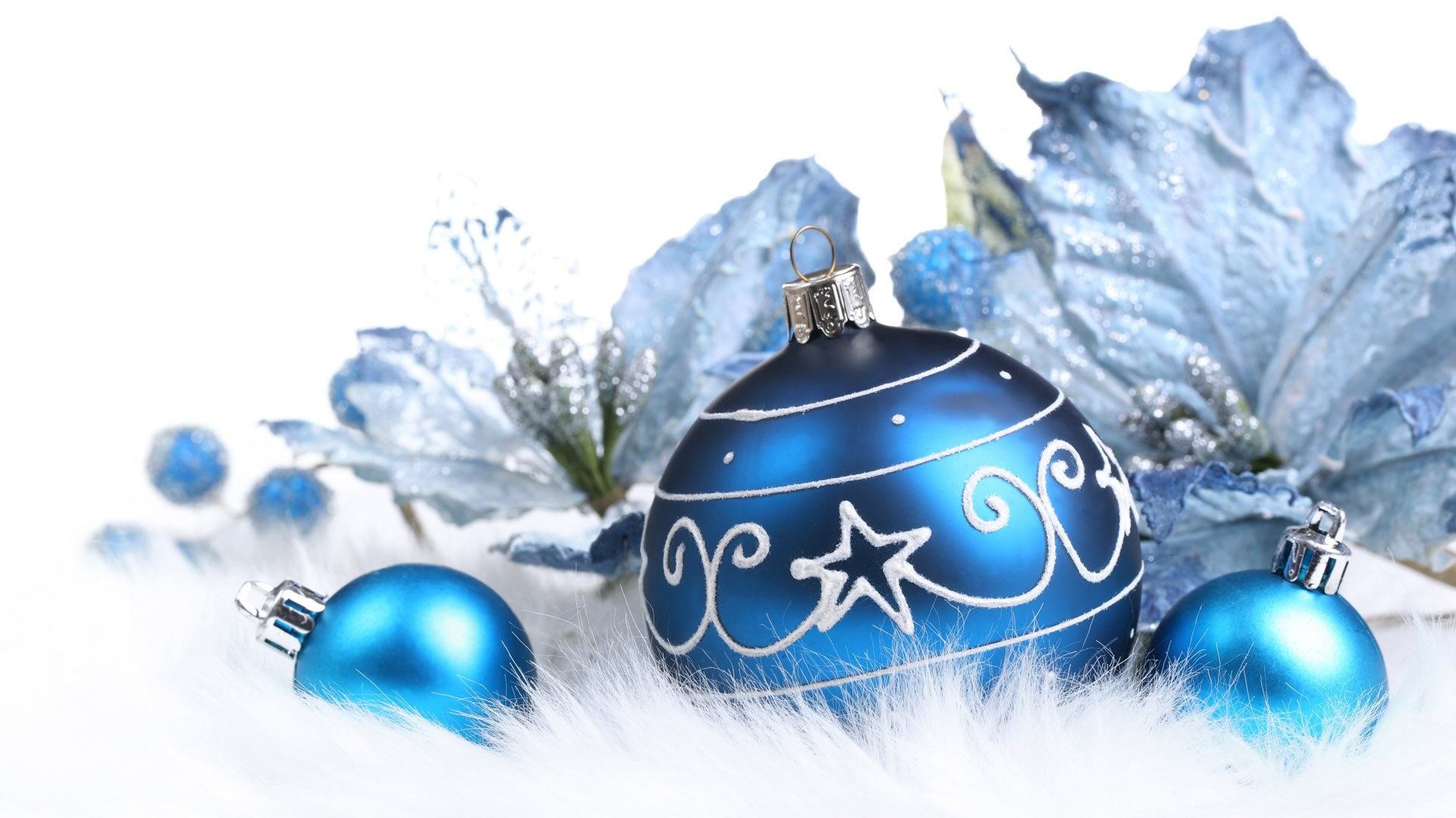 Palline blu, Decorazioni, Sfondo bianco, 1920x1080, wallpaper desktop
