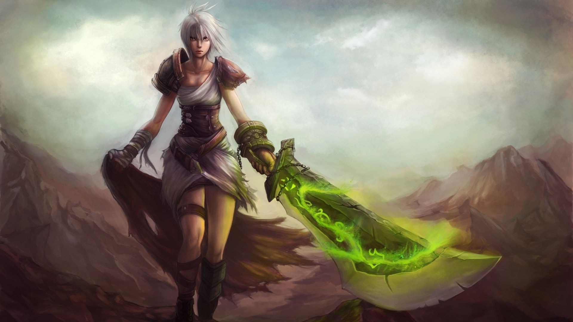 Riven, League of Legends, Spada spezzata, Fan art, Full HD, sfondo desktop
