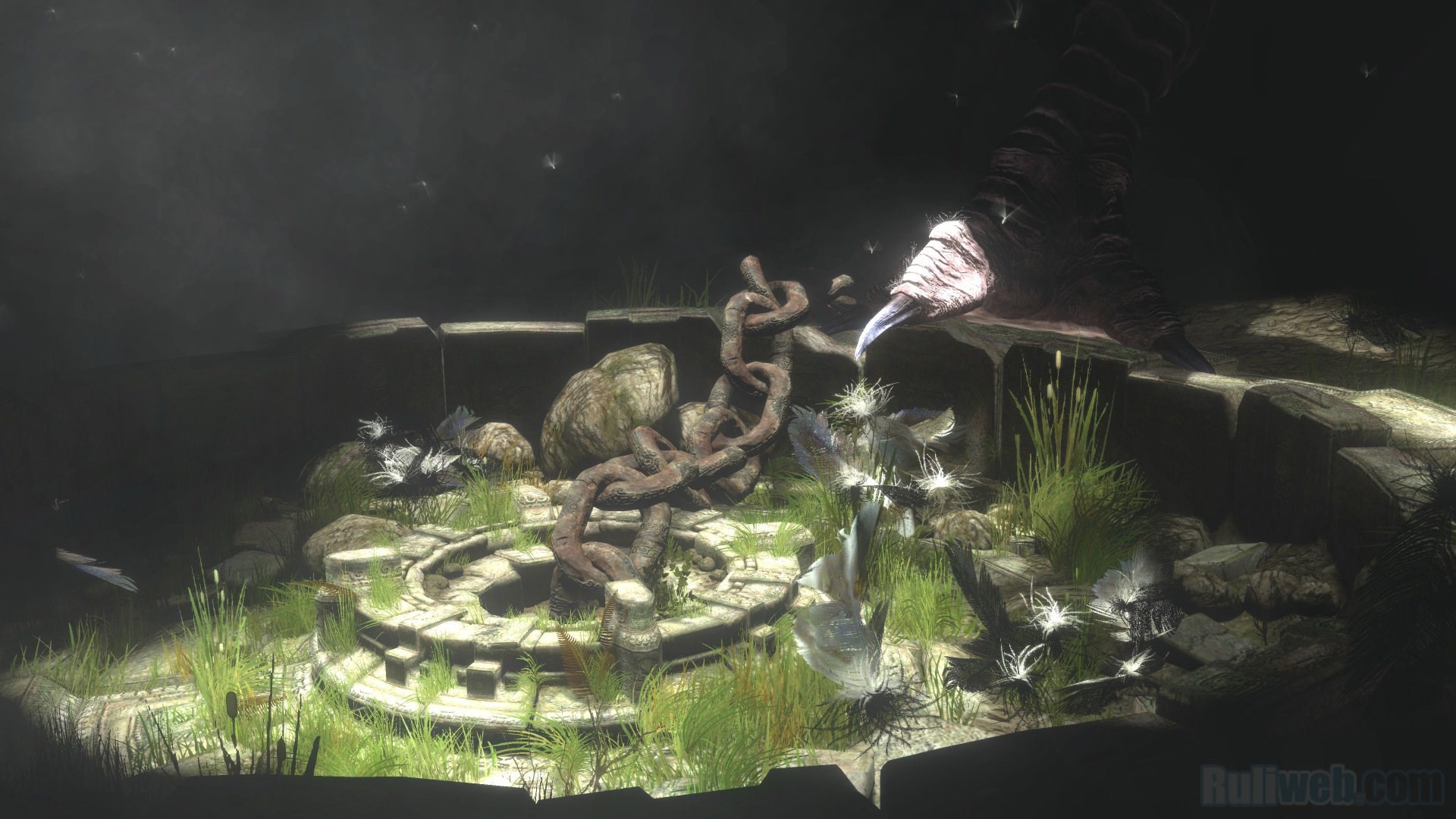 The Last Guardian, Catene, Rovine, Erba, Full HD, wallpaper per portatile