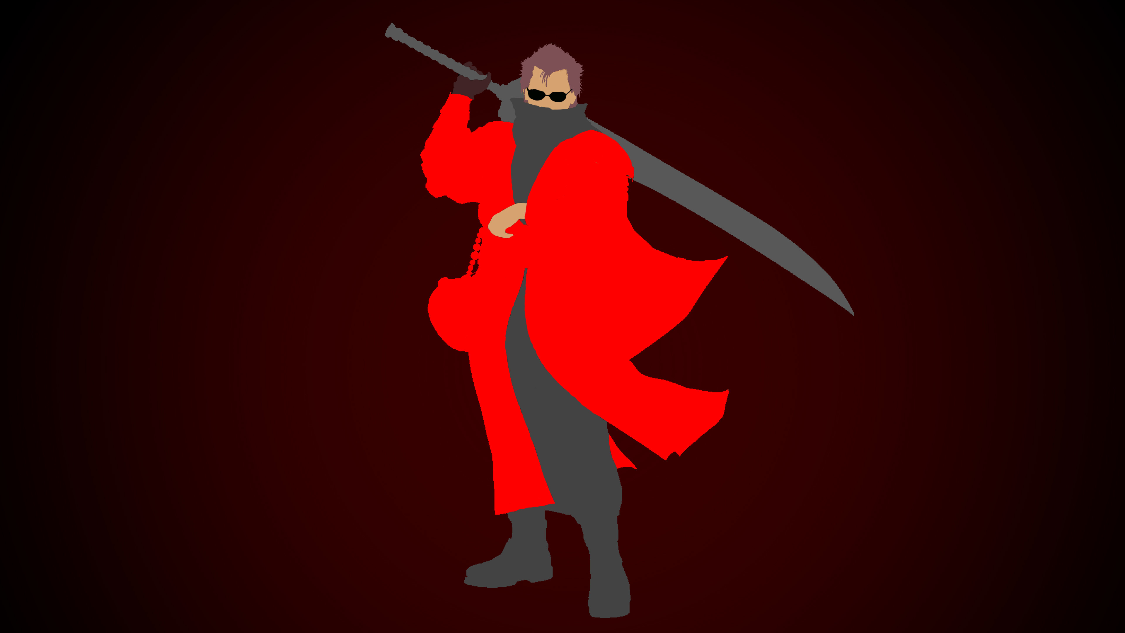 Auron, Final Fantasy X, Silhouette, Minimalismo, Rosso, 4K, wallpaper desktop