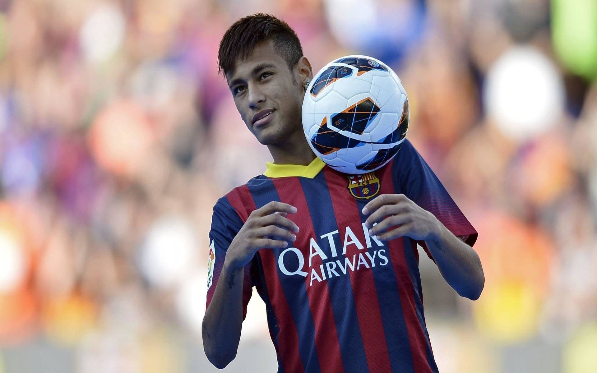 Neymar, FC Barcelona, Pallone, Sorriso, 1920x1200, immagine di sfondo