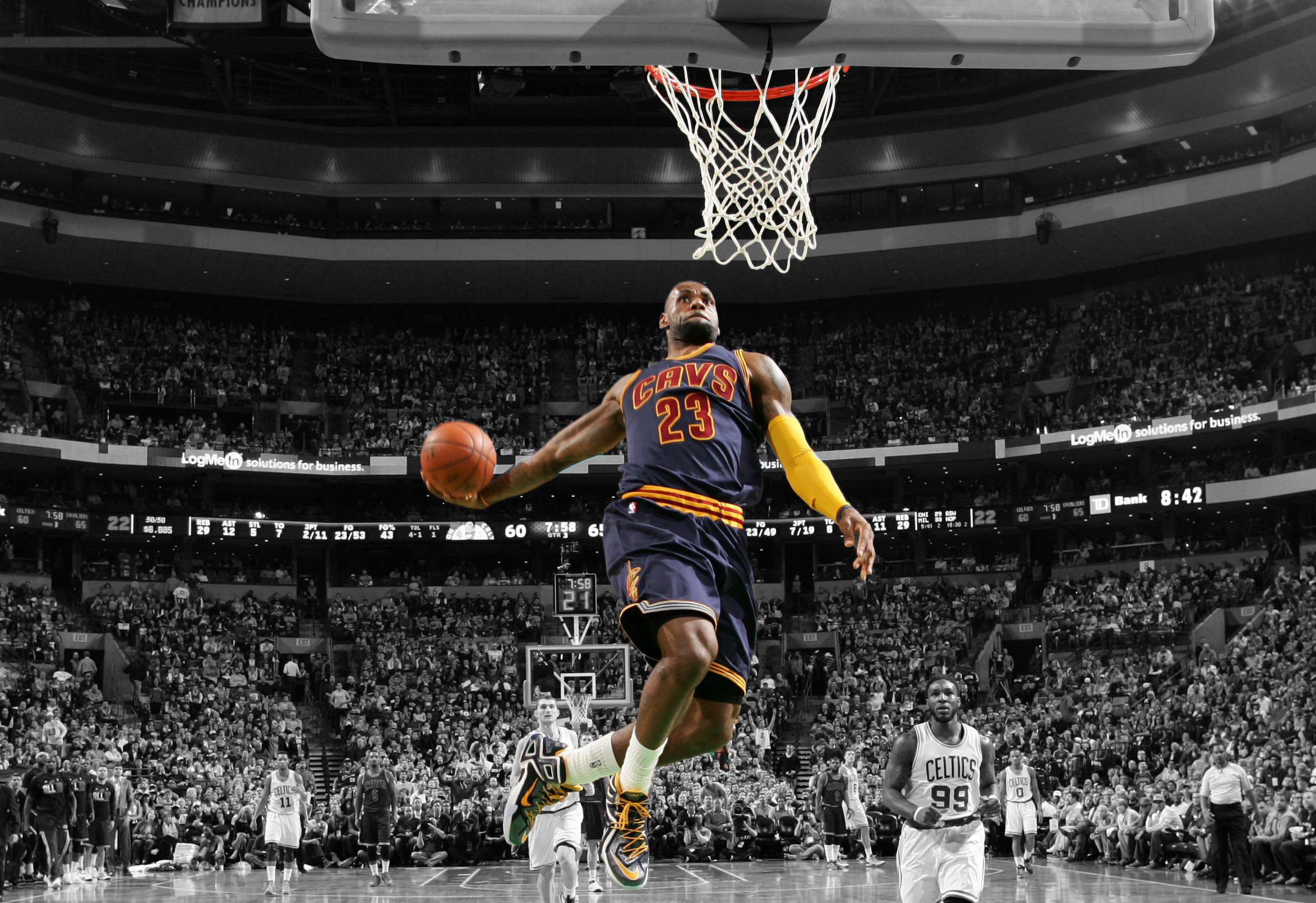 LeBron James, Cleveland Cavaliers, Schiacciata, Palazzetto, Full HD, sfondo desktop