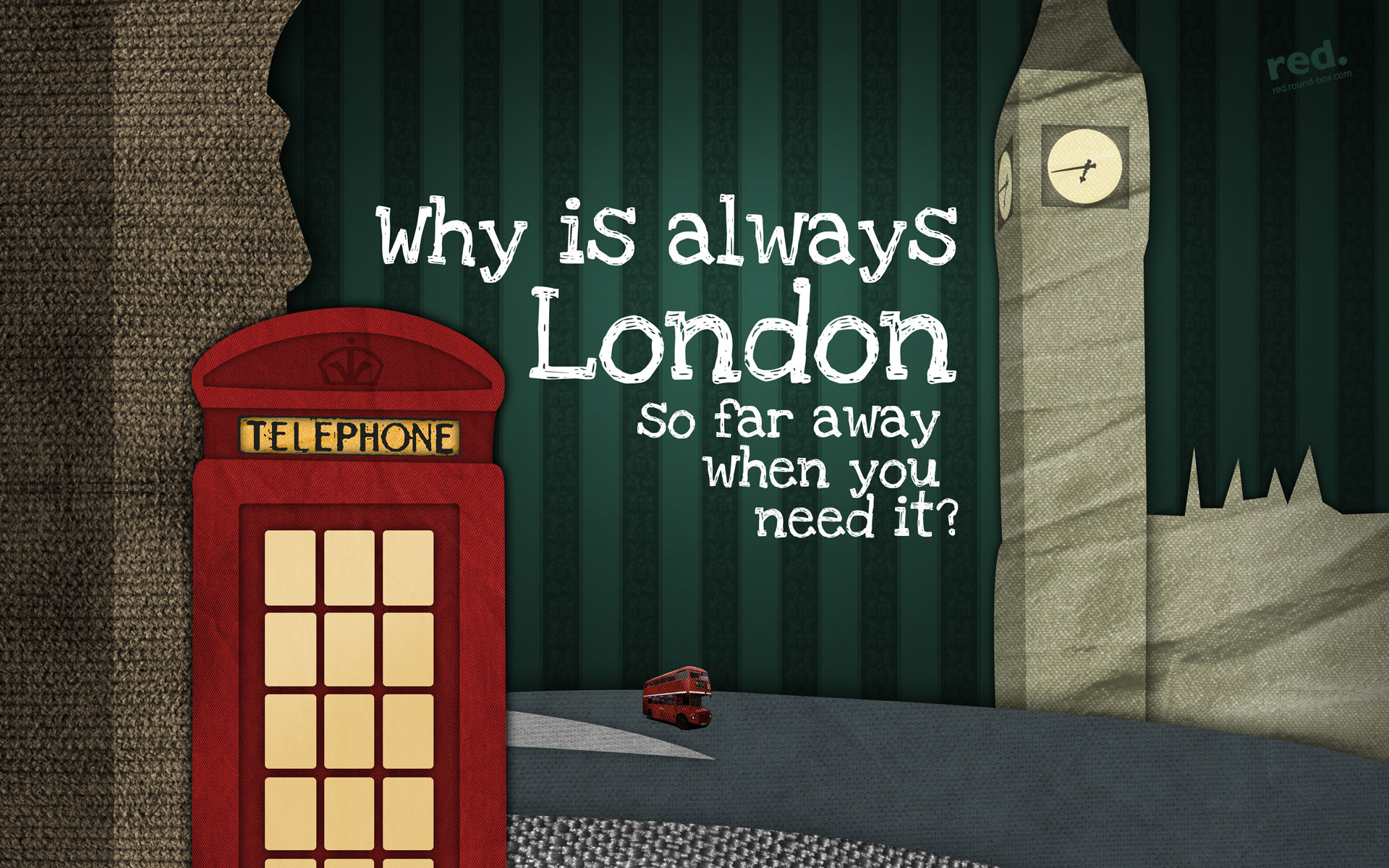 Cabina telefonica rossa, Big Ben, Londra, Citazione, Illustrazione, sfondo 1920x1200 per PC