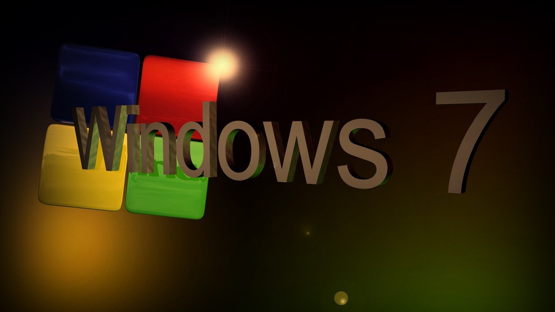 Windows 7, Logo Windows, Scritta 3D, Sfondo scuro, Full HD, wallpaper per PC