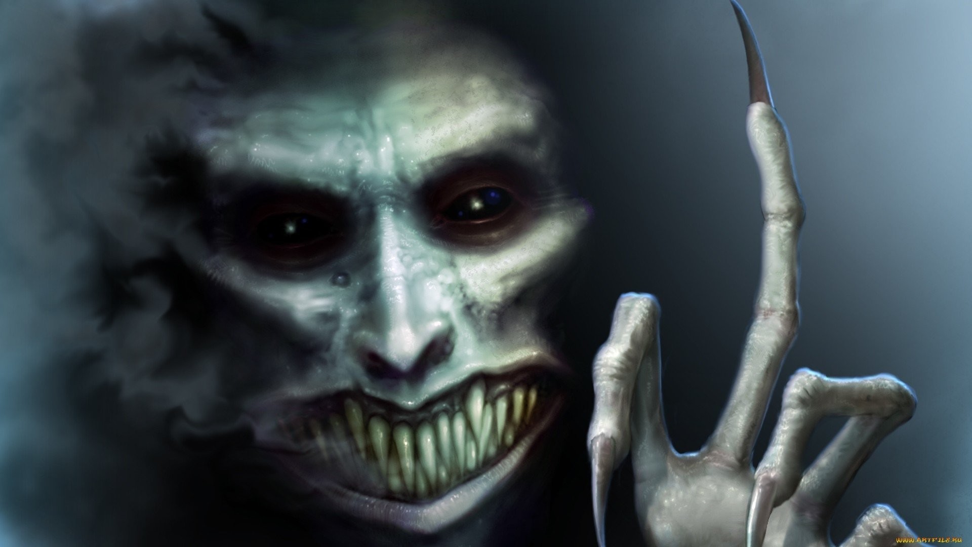 Demone, Ghigno, Artigli, Denti aguzzi, Horror, 1920x1080, immagine di sfondo