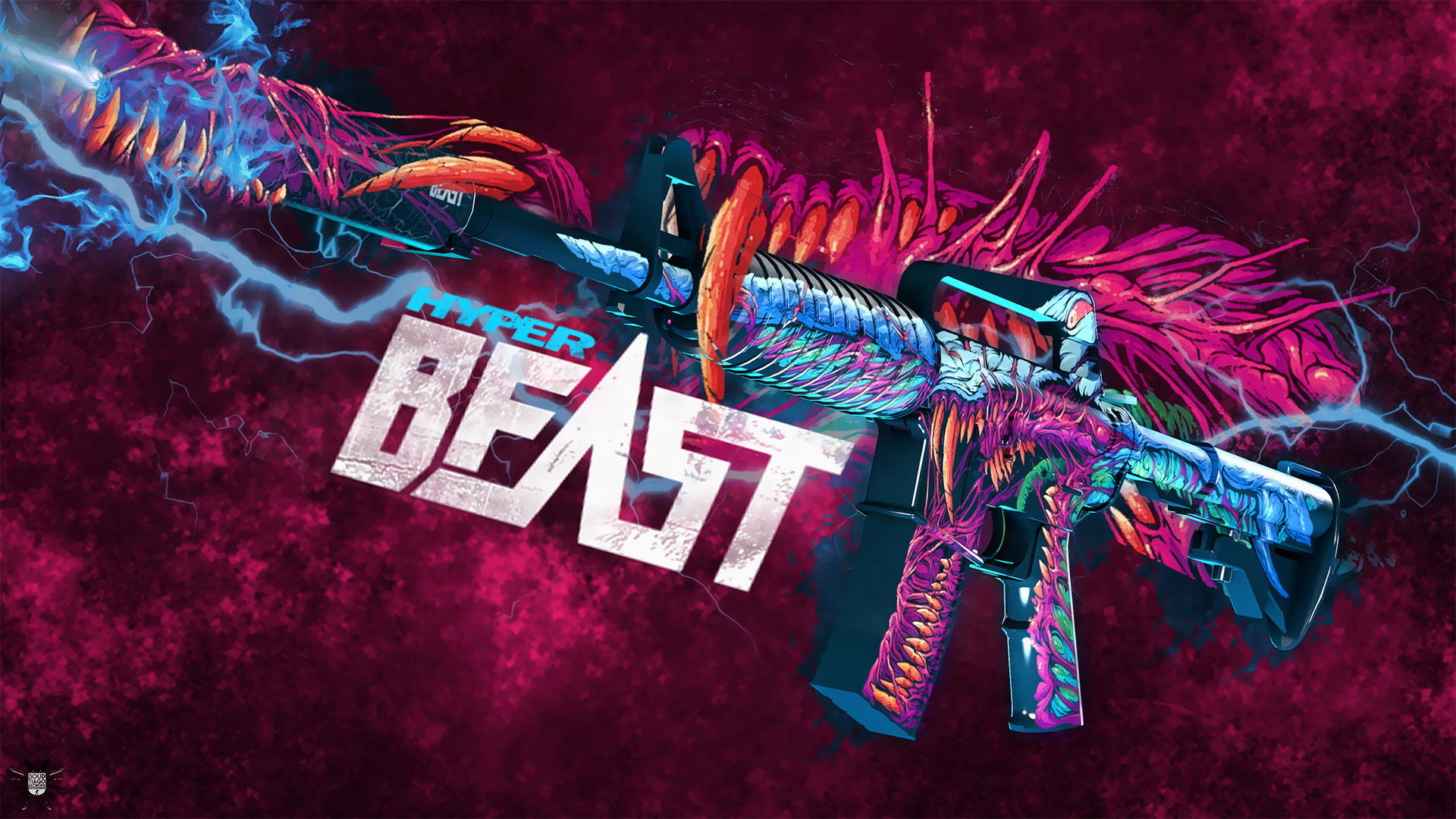 M4A1-S Hyper Beast, CS:GO, Skin arma, Rosa, Full HD, sfondo per PC e portatile