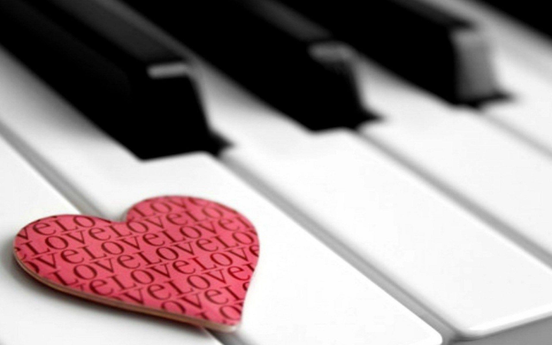Tasti del pianoforte, Cuore, Rosso, Full HD, sfondo desktop