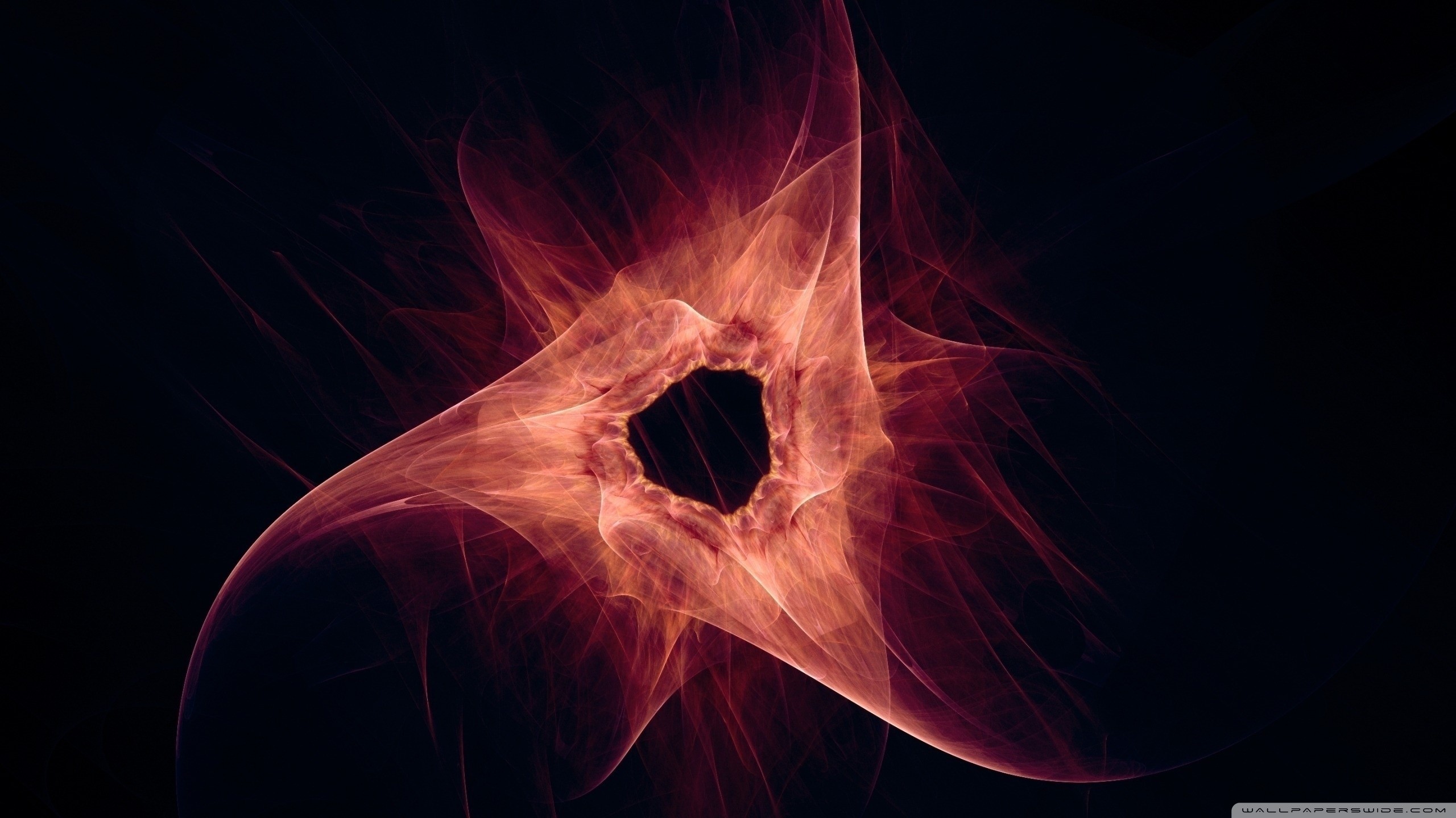 Buco nero, Astratto, Arte frattale, Rosso, 2560x1440, sfondo per PC
