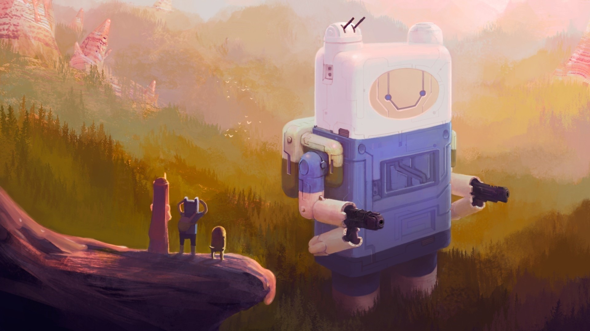Finn, Adventure Time, Robot gigante, Fan art, Full HD, sfondo per portatile