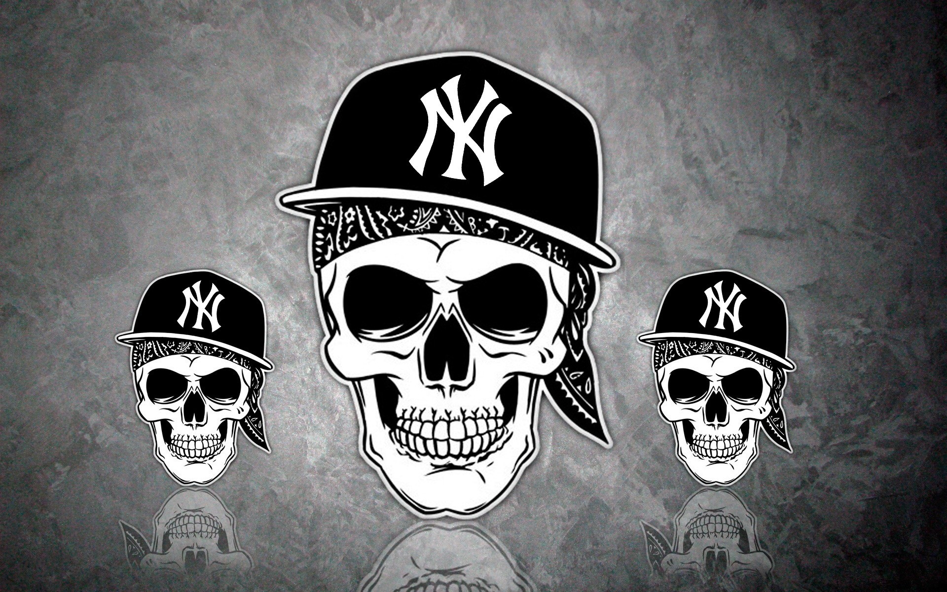 Teschi, New York Yankees, Cappellino, Illustrazione, 1920x1200, sfondo per PC