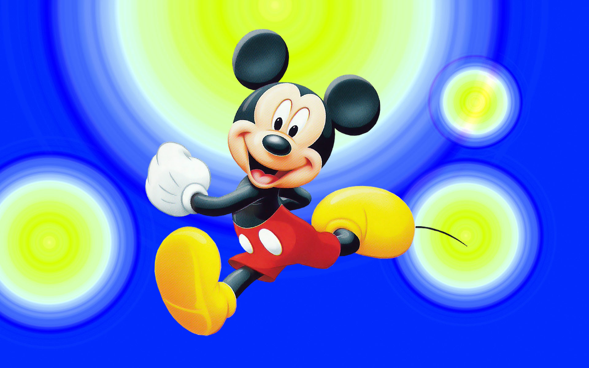 Topolino, Cerchi, Blu e giallo, Full HD, sfondo per PC