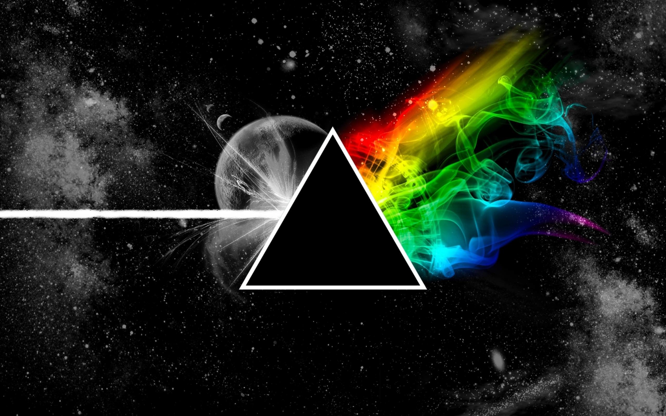 The Dark Side of the Moon, Pink Floyd, Prisma, Arcobaleno, Spazio, sfondo 16:10 2K