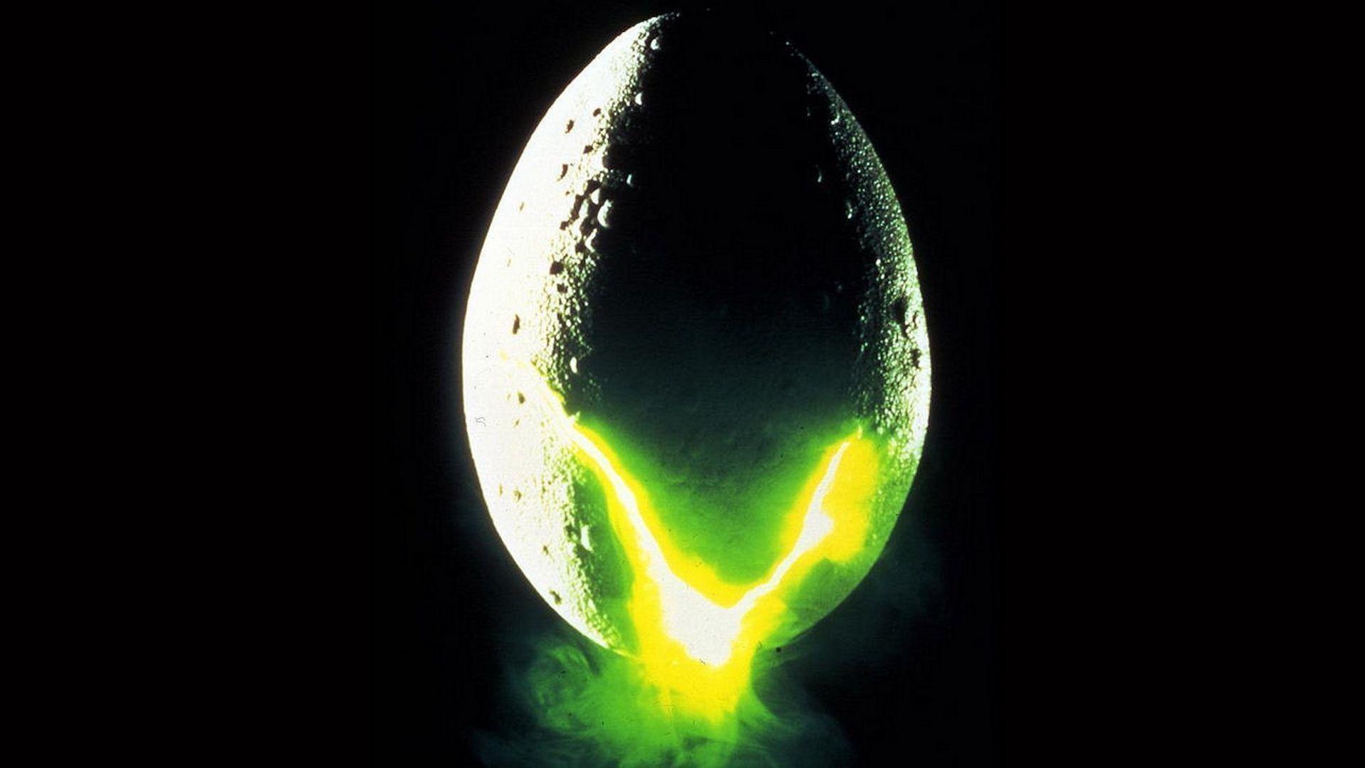 Uovo alieno, Alien, Luce verde, Sfondo nero, Full HD, wallpaper per computer