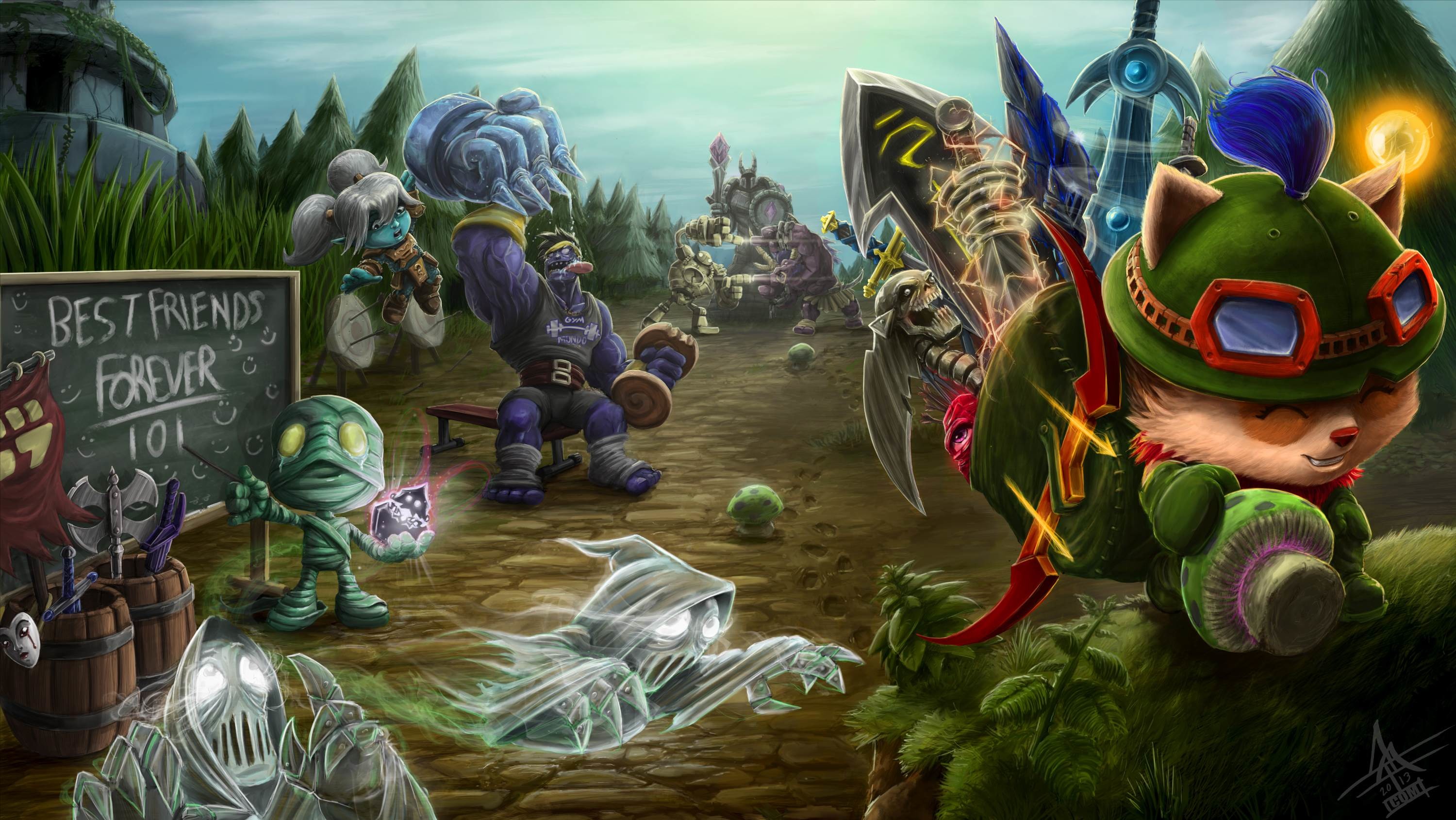 Teemo, Amumu, Best Friends Forever, League of Legends, Fan art, 2K, sfondo desktop