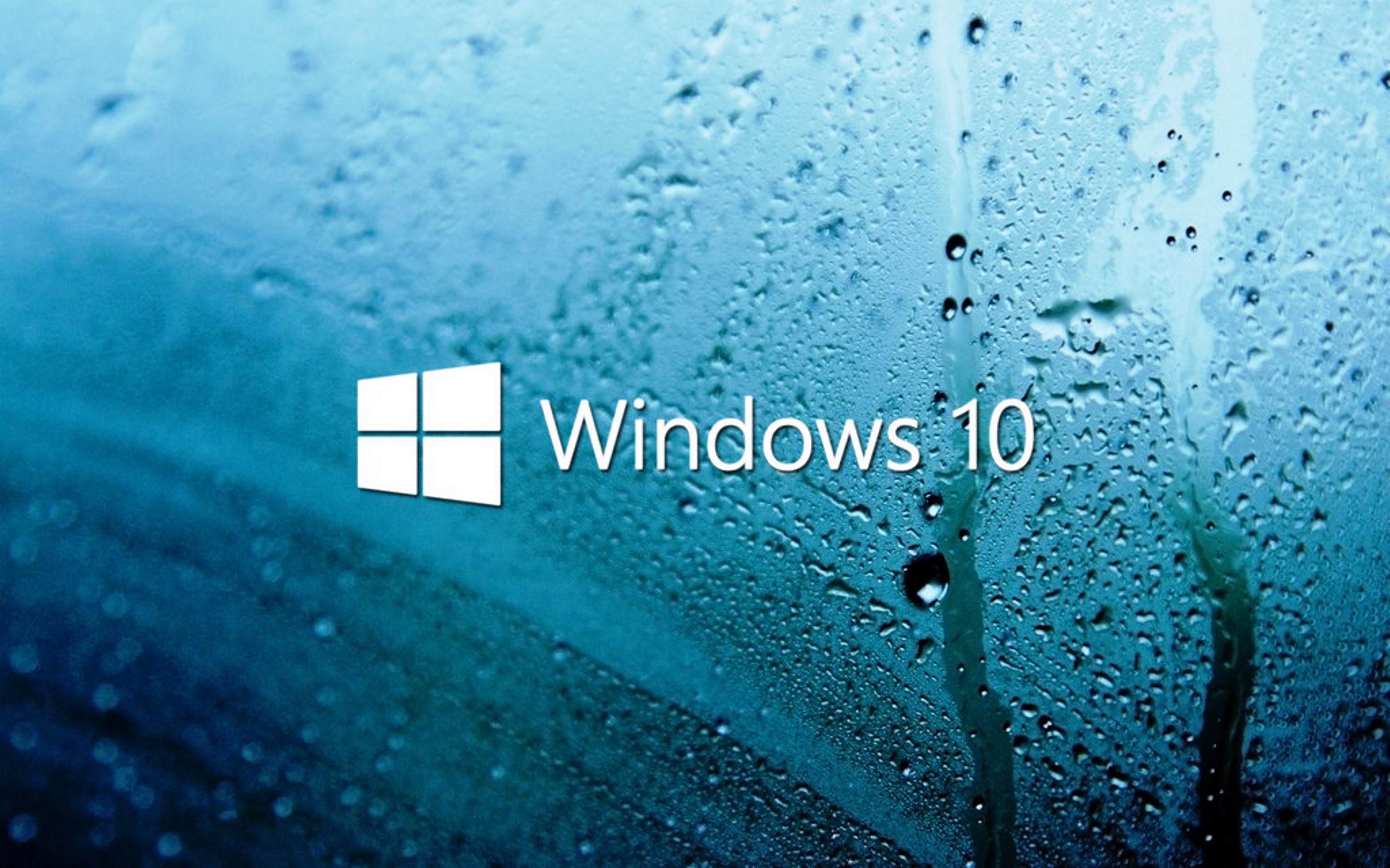 Windows 10, Logo Windows, Gocce d'acqua, Vetro, 2880x1800, sfondo per PC