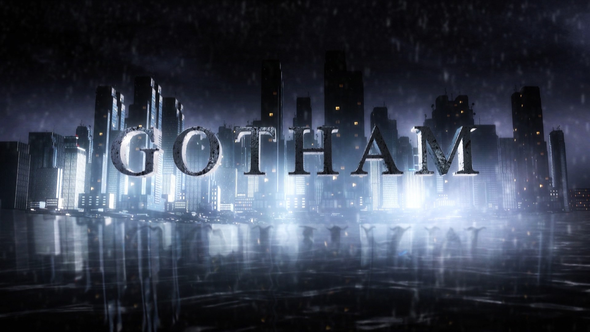 Gotham, Logo, Skyline, Notte, Full HD, wallpaper per PC