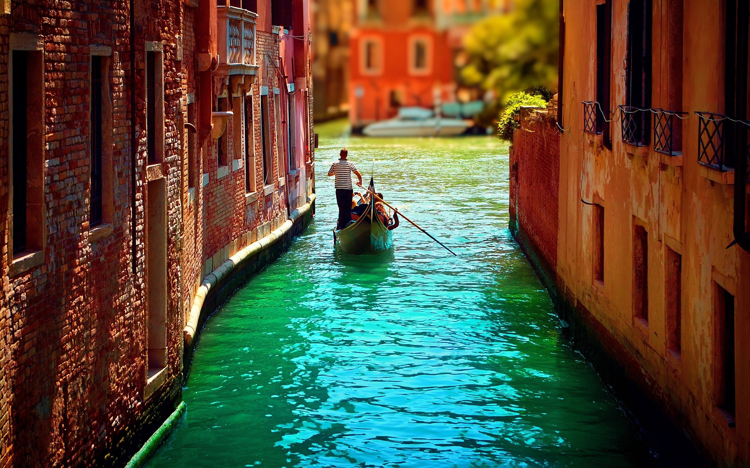 Venezia, Canale, Gondoliere, Acqua turchese, 2560x1600, sfondo per PC
