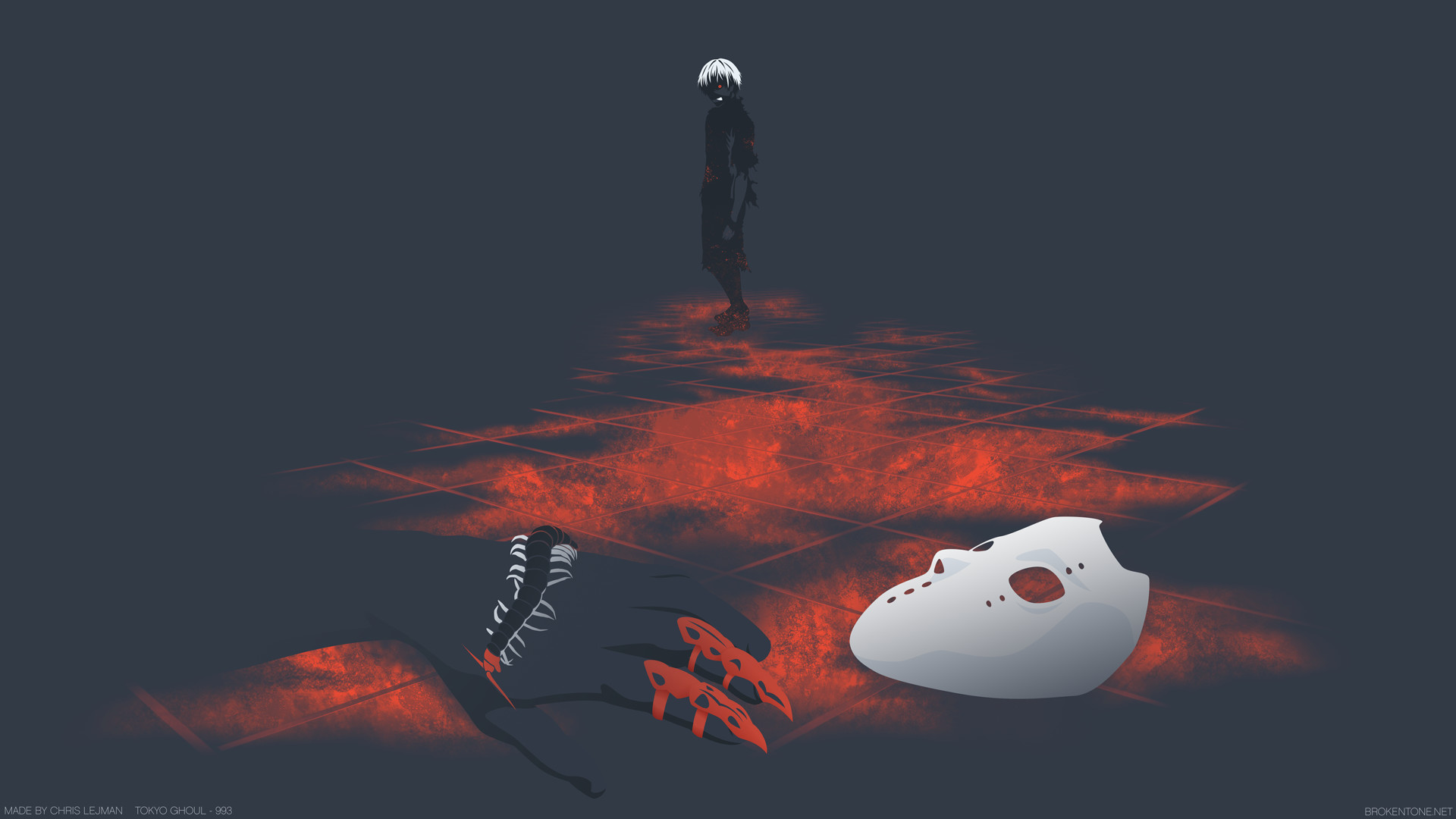 Ken Kaneki, Tokyo Ghoul, Maschera, Minimalista, Full HD, sfondo Windows 11