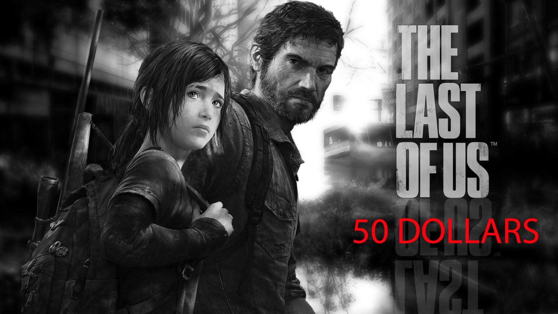 The Last of Us, Ellie, Joel, Bianco e nero, Logo, Full HD, sfondo Windows 11