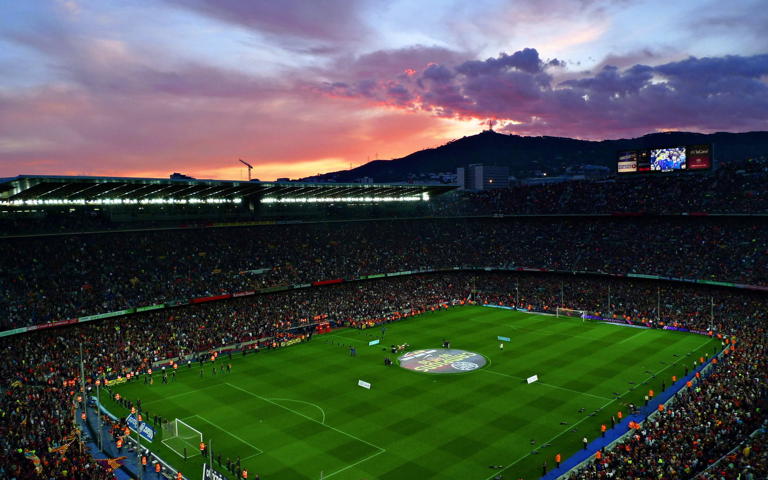Camp Nou, FC Barcellona, Stadio, Tramonto, 2K, sfondo per PC e portatile
