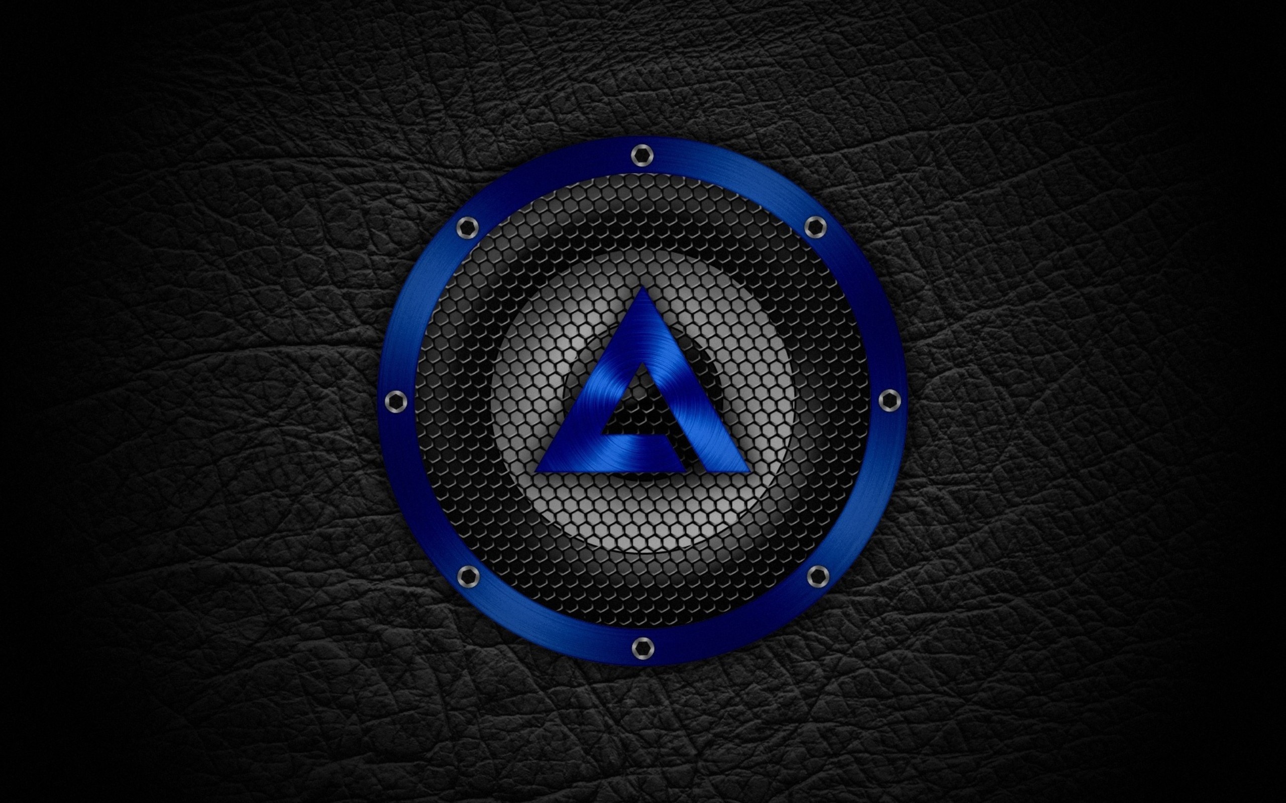 Logo, Altoparlante, Blu, Pelle nera, 2560x1600, sfondo per PC