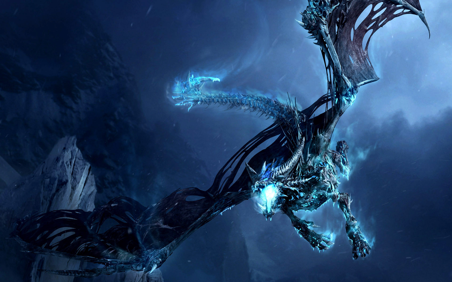 Drago, Fantasy, Arte digitale, Blu, Full HD, wallpaper per computer