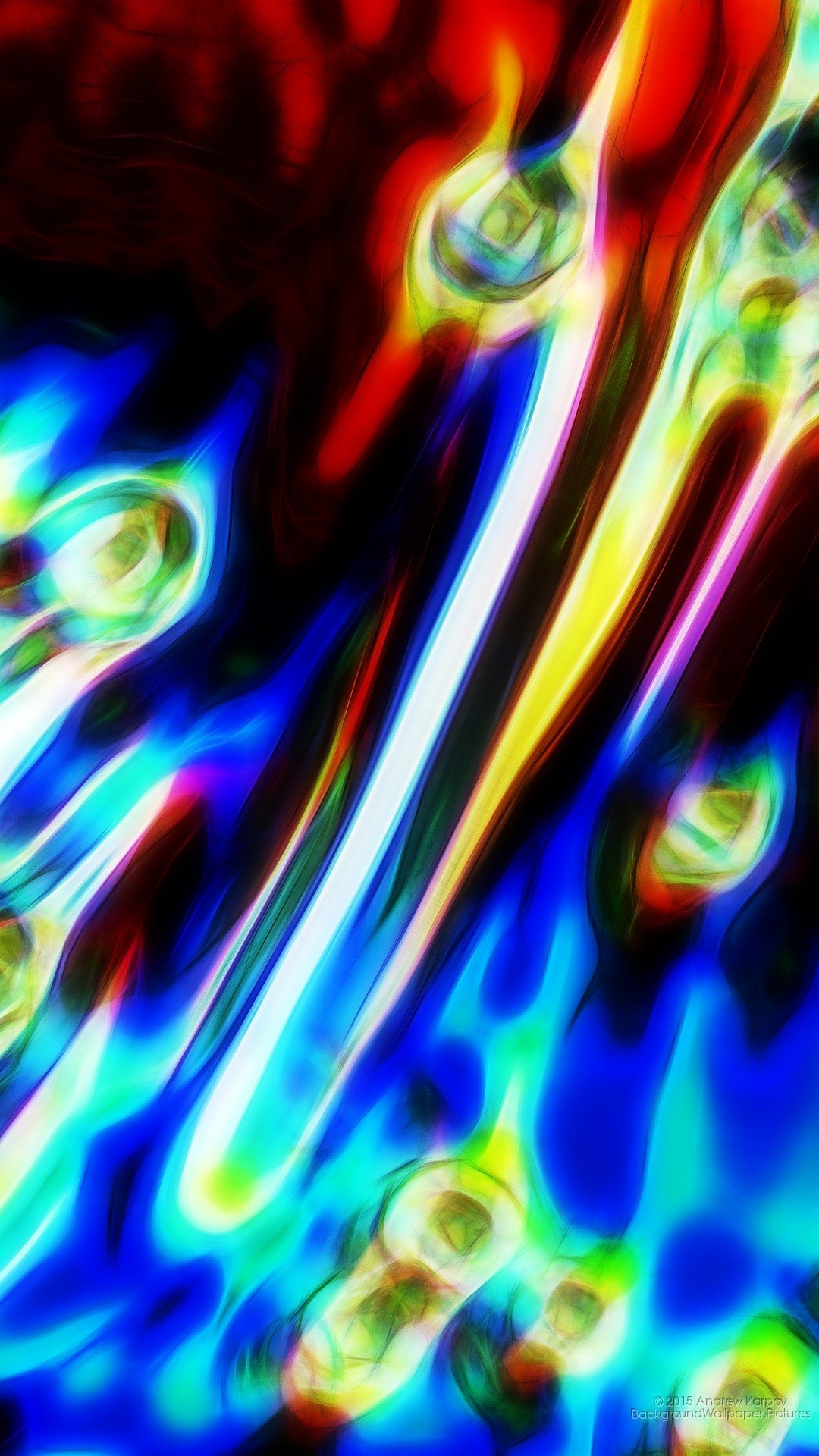 Arte astratta, Blu, Neon, Frattale, sfondo Asus Zenfone Full HD