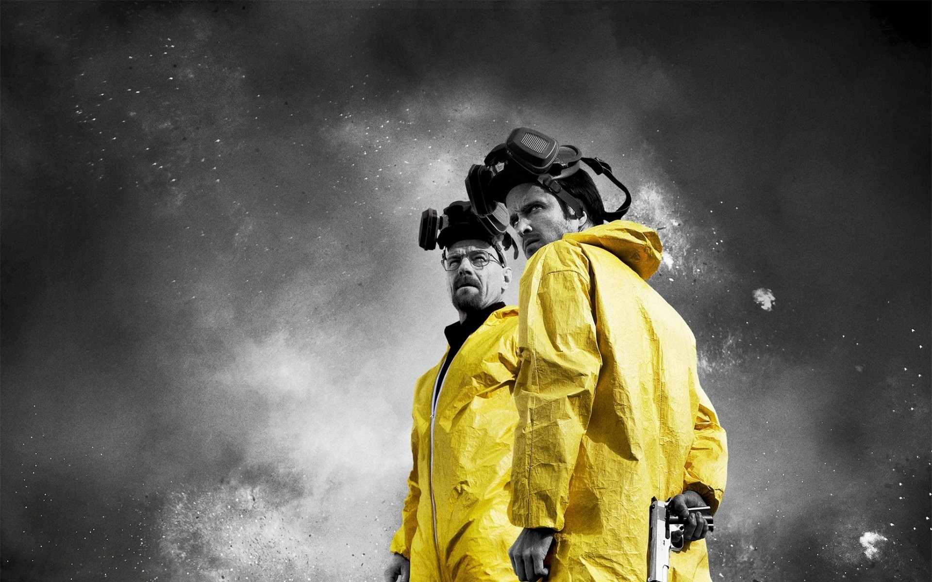 Walter White, Jesse Pinkman, Breaking Bad, Tute gialle, Fumo, 1920x1200, sfondo per PC