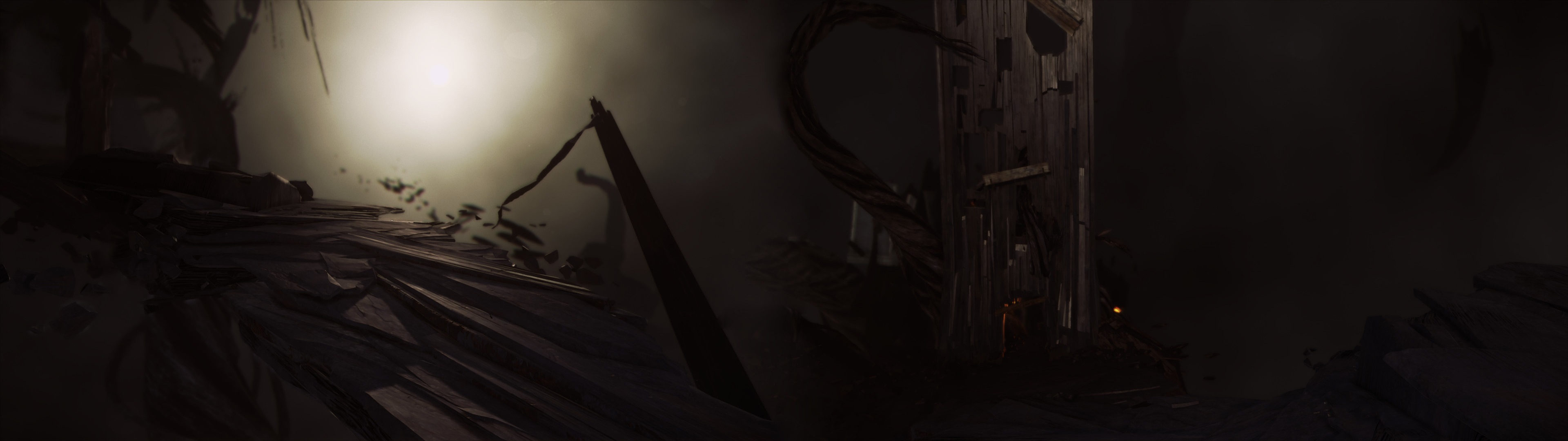 Dishonored 2, Scena di gioco, Interno buio, 3840x1080, immagine di sfondo