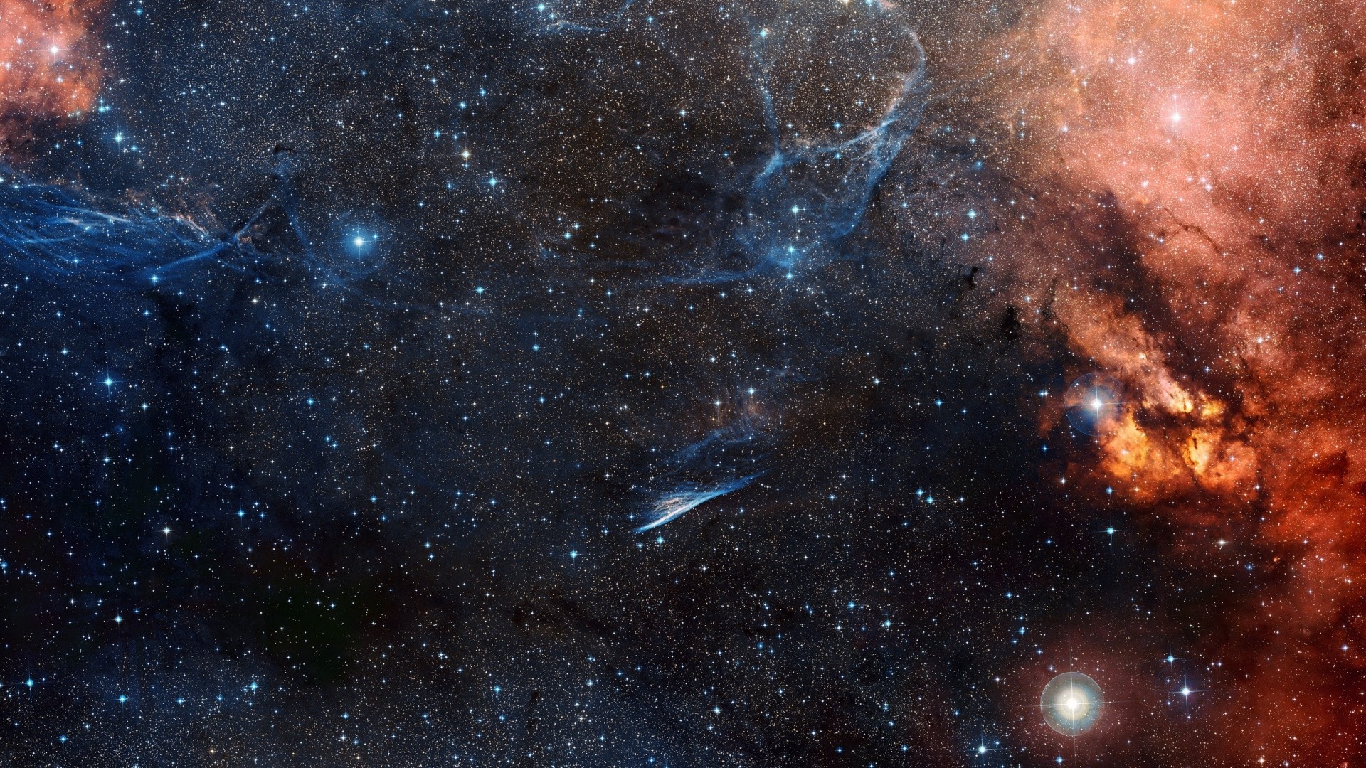 Nebulosa, Stelle, Spazio profondo, Arancione, 1920x1080, sfondo per PC