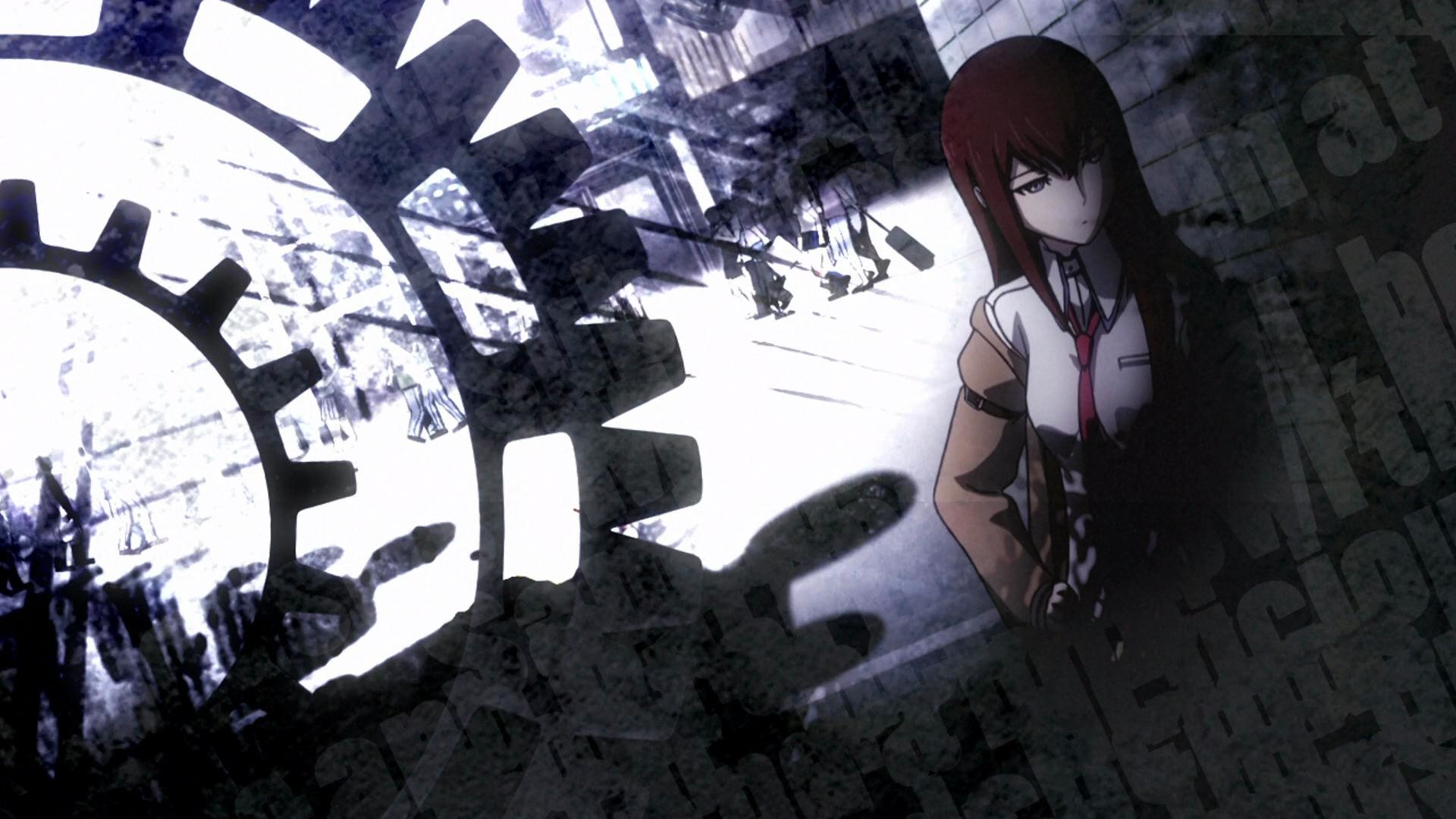 Kurisu Makise, Steins;Gate, Ingranaggi, Bianco e nero, 1920x1080, immagine di sfondo