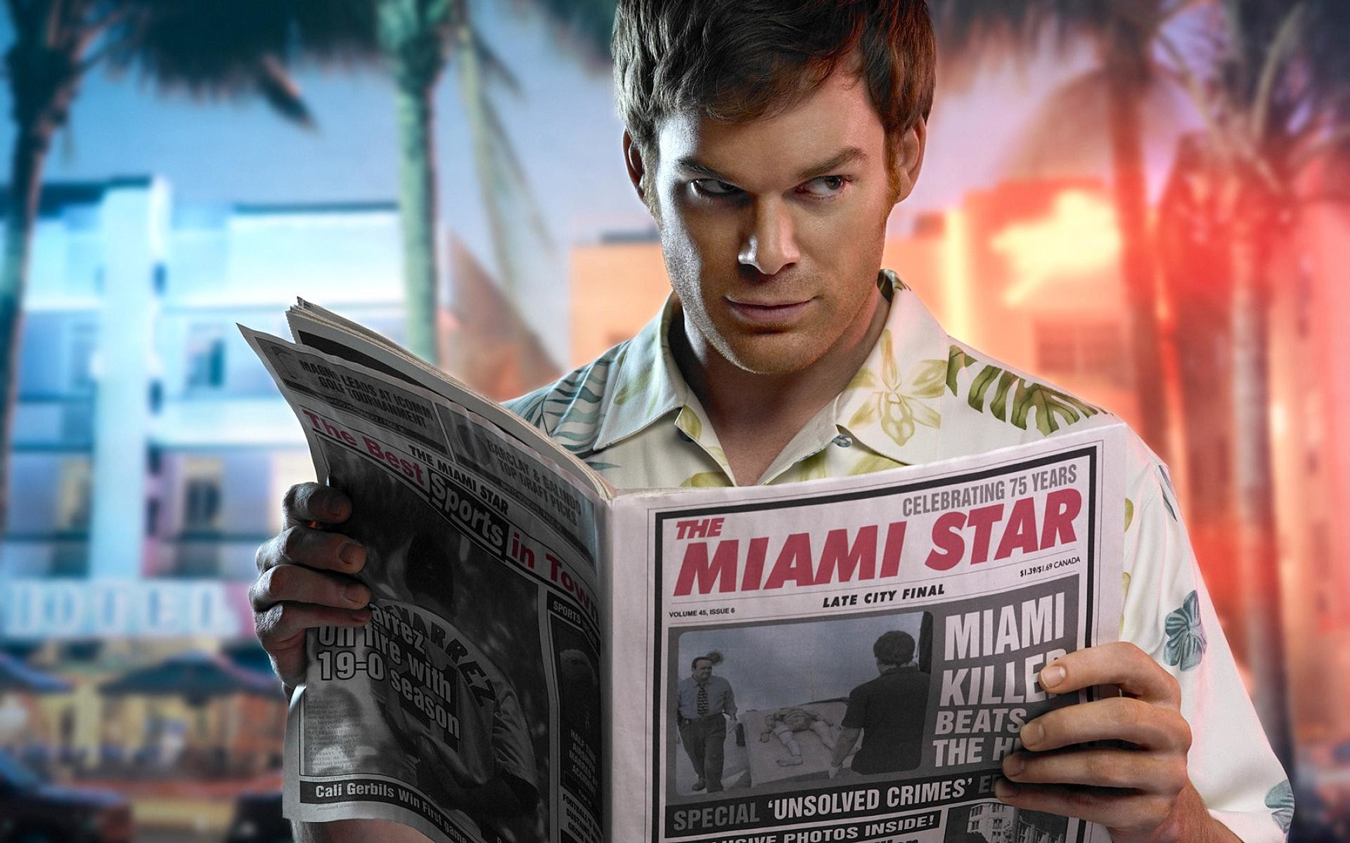 Dexter Morgan, Michael C. Hall, Dexter, Miami Star, Giornale, Miami, sfondo per portatile