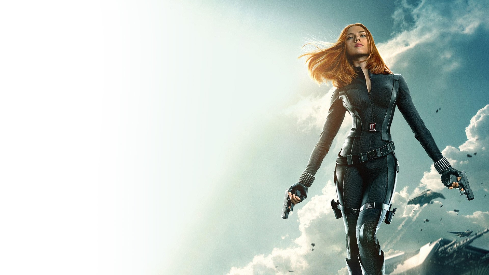 Scarlett Johansson, Vedova Nera, Captain America: The Winter Soldier, Marvel, Pistole, sfondo 1080p