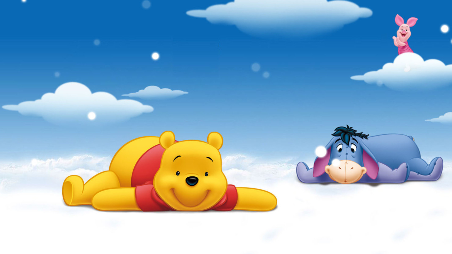 Winnie the Pooh, Ih-Oh, Pimpi, Disney, Nuvole, Cartone animato, Full HD, sfondo per PC