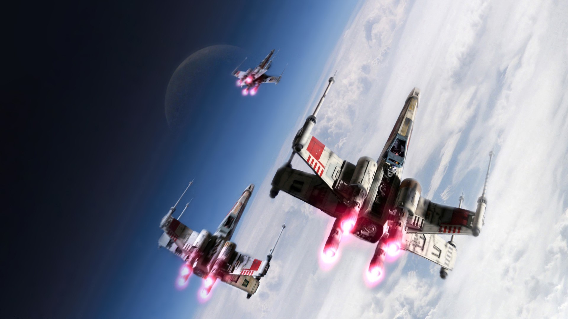 X-wing, Star Wars, Astronavi, Battaglia spaziale, Full HD, sfondo per PC
