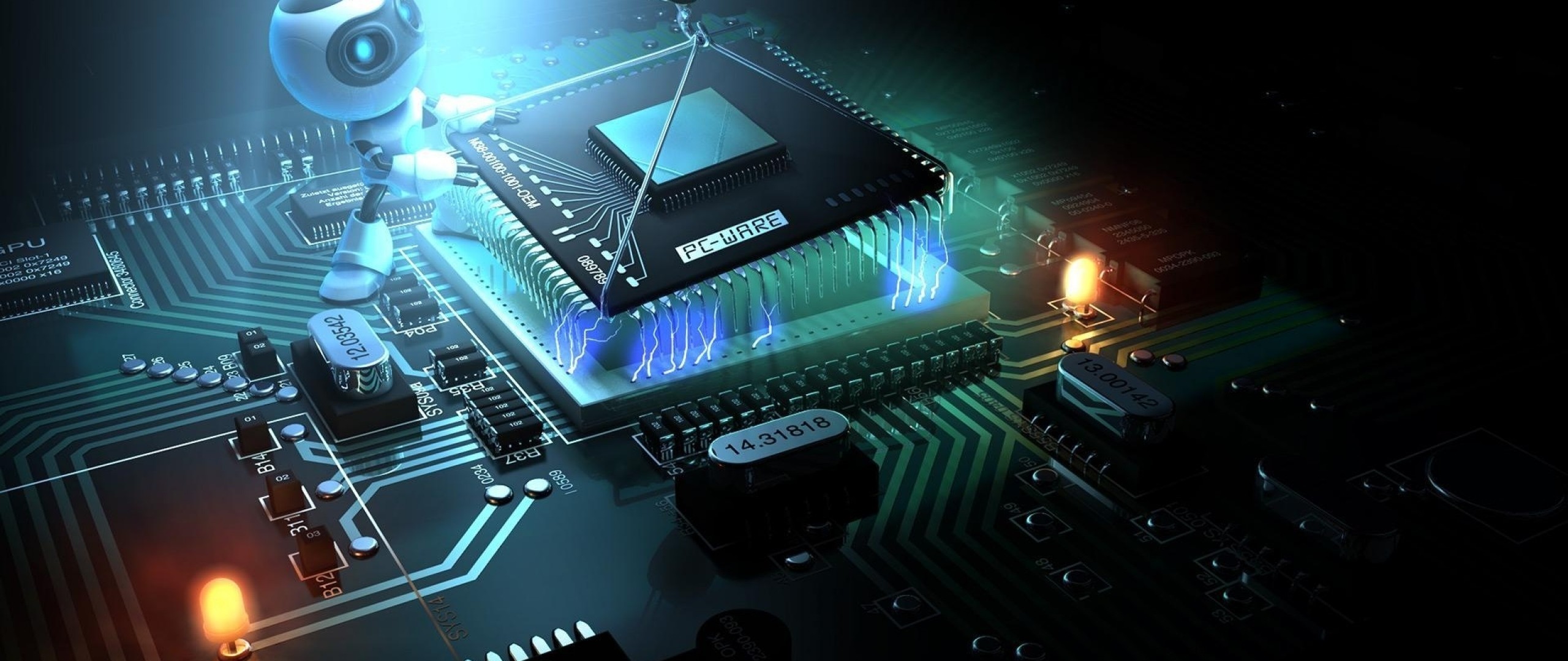 Circuito stampato, Microchip, Robot, Elettronica, Full HD, sfondo per PC