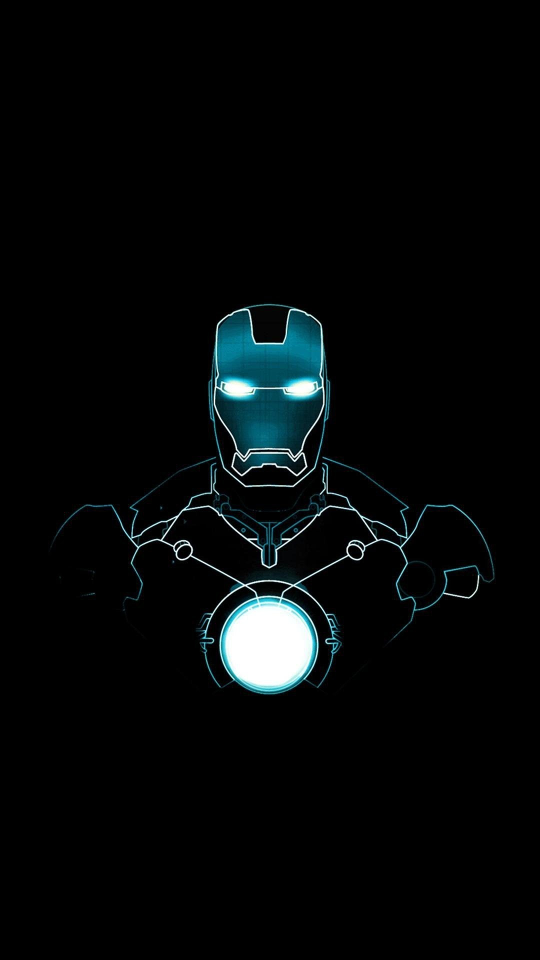 Iron Man, Marvel, Reattore Arc, Sfondo nero, Minimalista, schermata di blocco iPhone 7