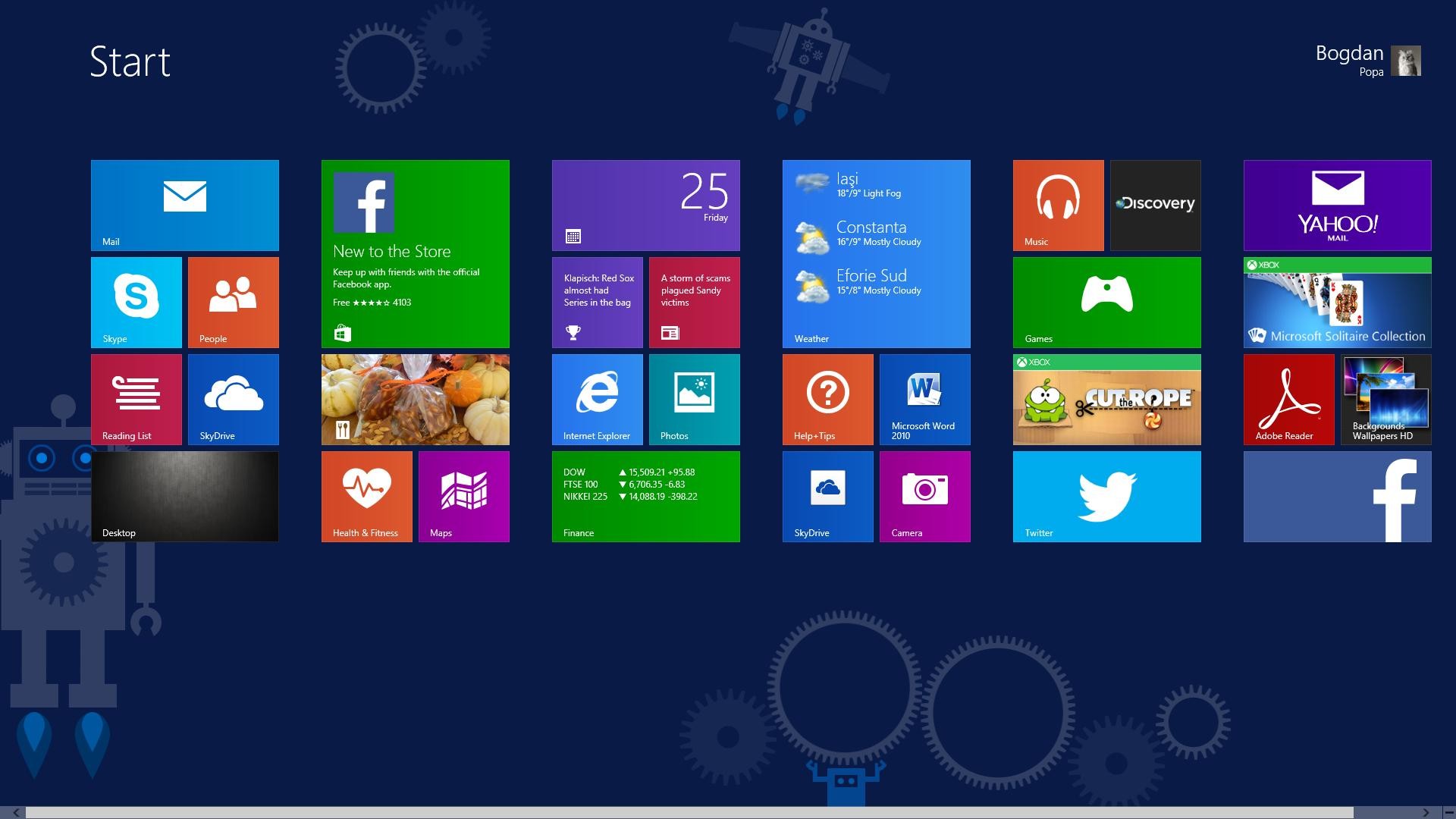 Windows 8, Schermata Start, Riquadri, Blu scuro, Full HD, sfondo desktop