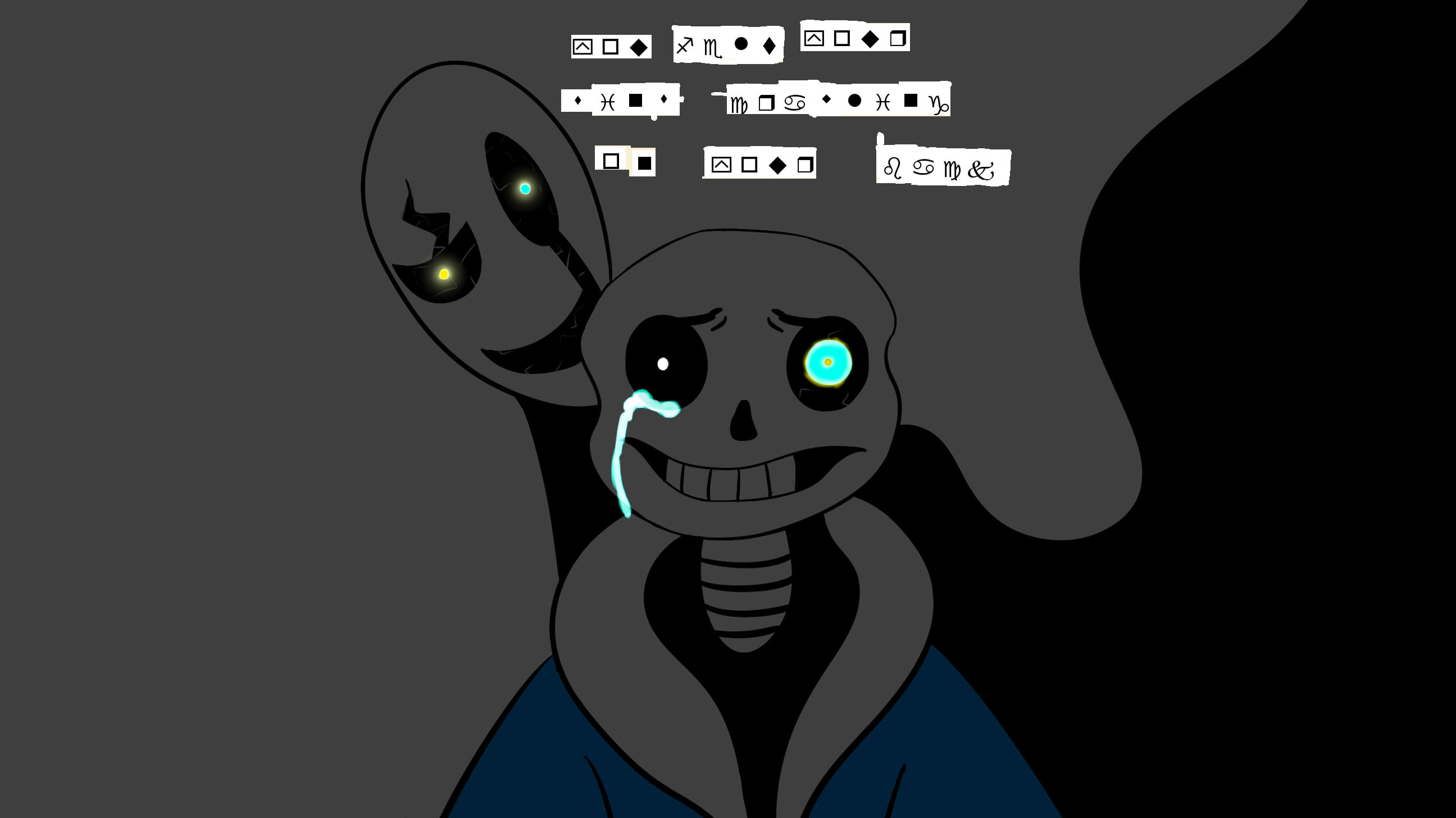 Sans, W. D. Gaster, Undertale, Lacrime, Wingdings, 2K, sfondo desktop