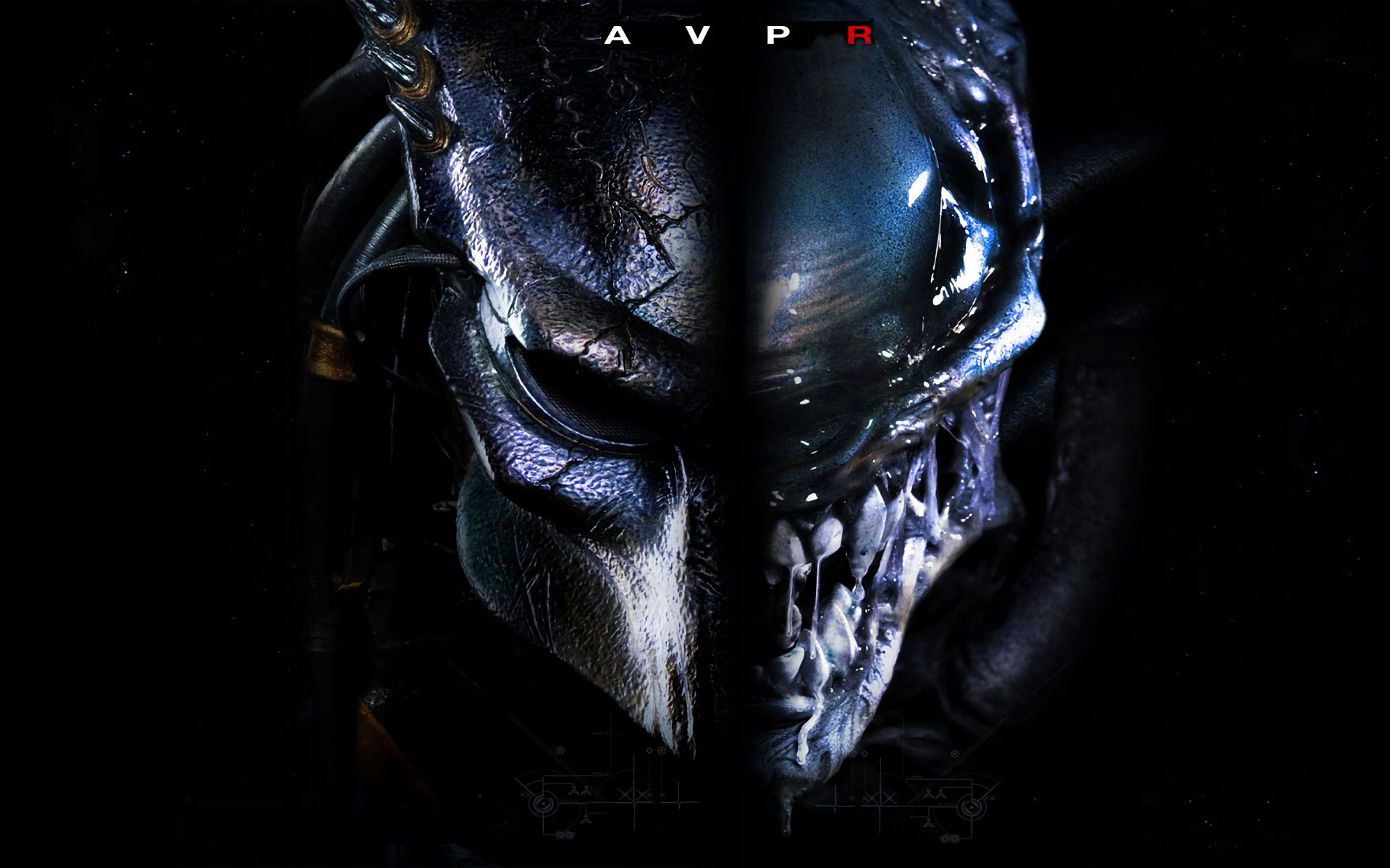 Aliens vs. Predator: Requiem, Predalien, Volto, Sfondo nero, 16:10 Full HD, wallpaper widescreen
