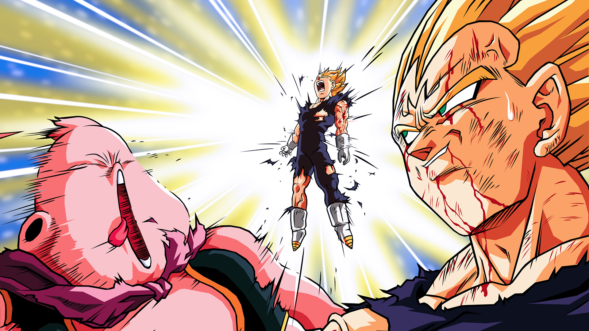 Majin Vegeta, Majin Bu, Dragon Ball Z, Combattimento, 1920x1080, immagine di sfondo