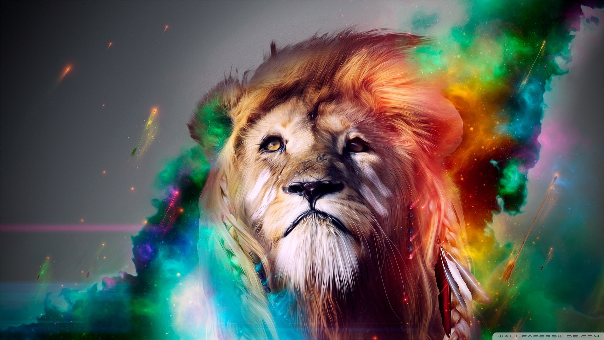 Leone, Arte digitale, Colori vivaci, Astratto, Full HD, sfondo Windows 11