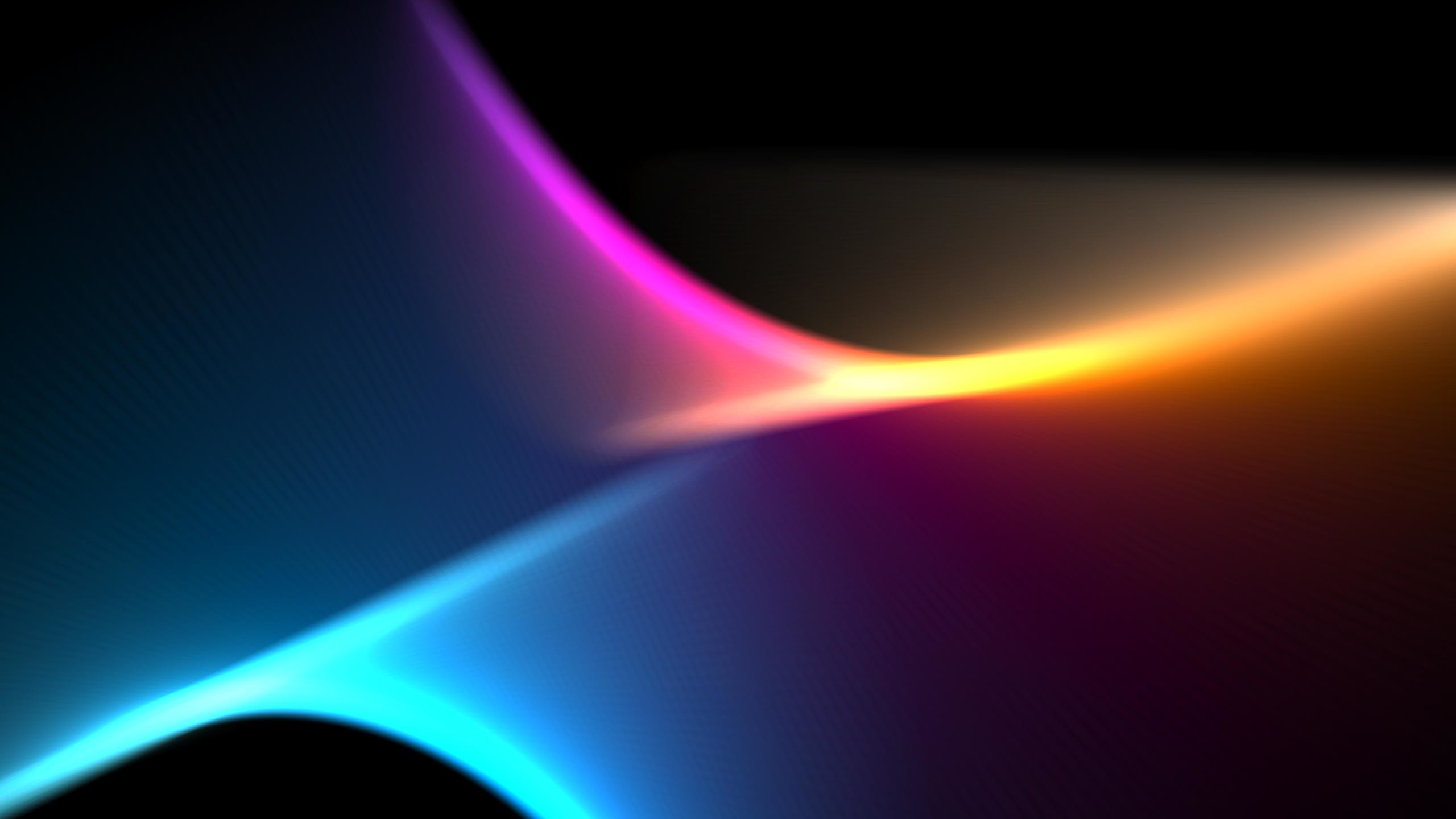 Onde di luce, Magenta, Ciano, Sfondo nero, 2K, wallpaper Windows Vista