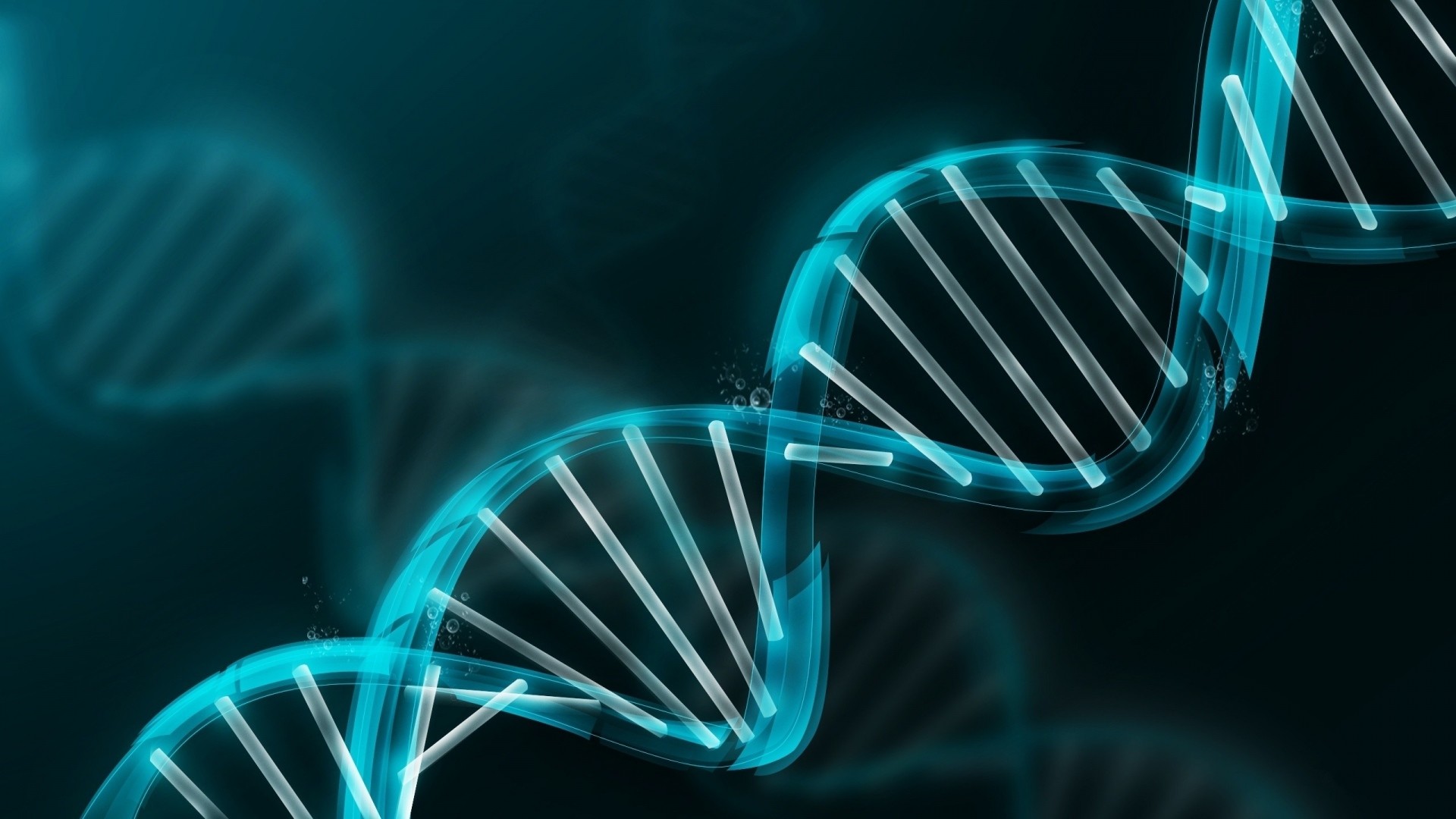 DNA, Doppia elica, Turchese, Sfondo scuro, 16:9 Full HD, wallpaper widescreen