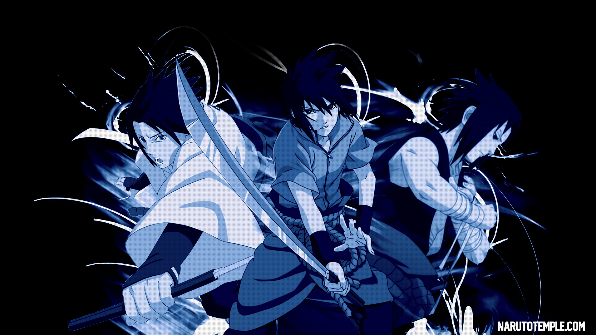 Sasuke Uchiha, Naruto Shippuden, Katana, Blu, Full HD, sfondo per PC