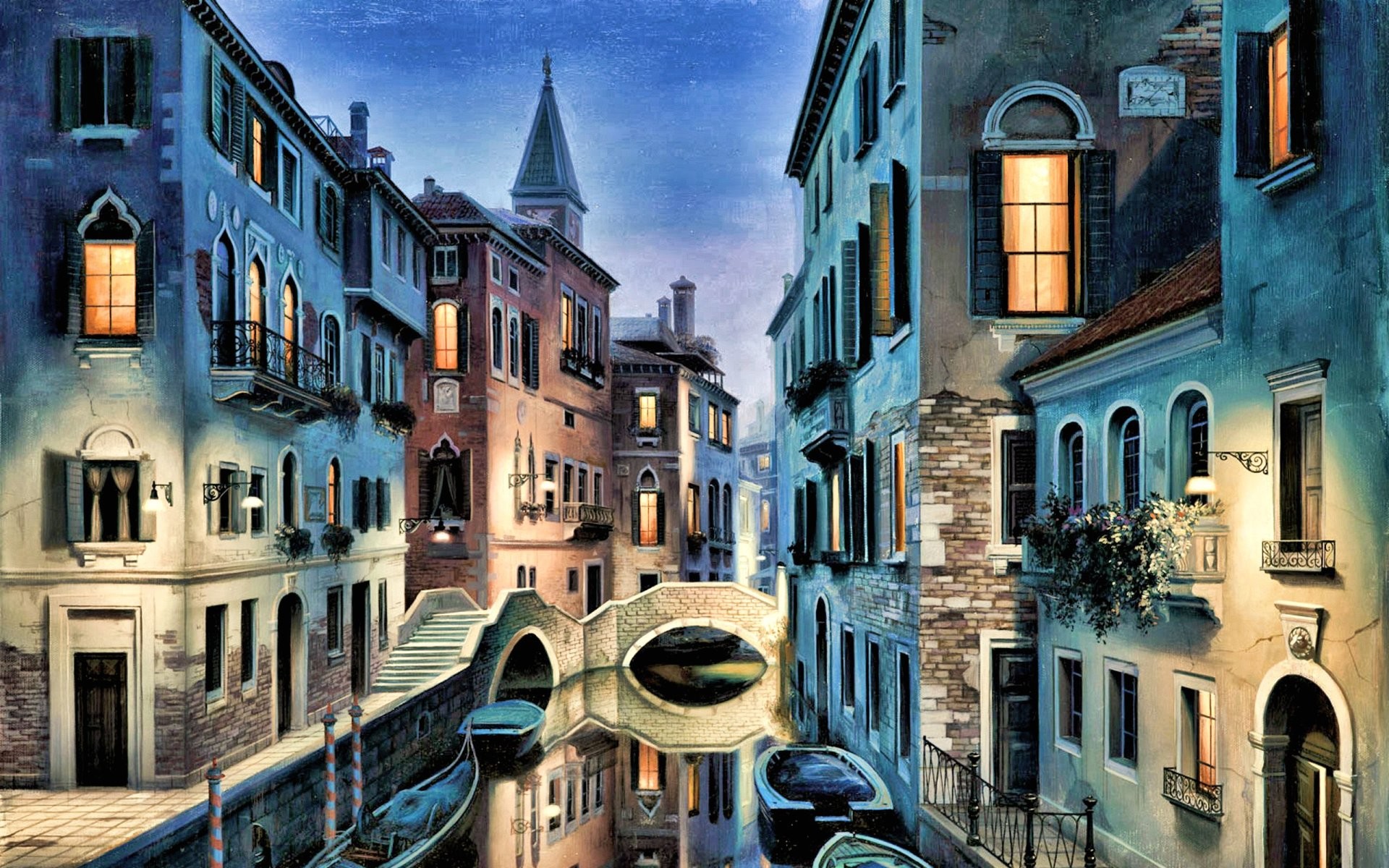 Venezia, Canale, Ponte, Palazzi, HDR, 1920x1200, sfondo per PC