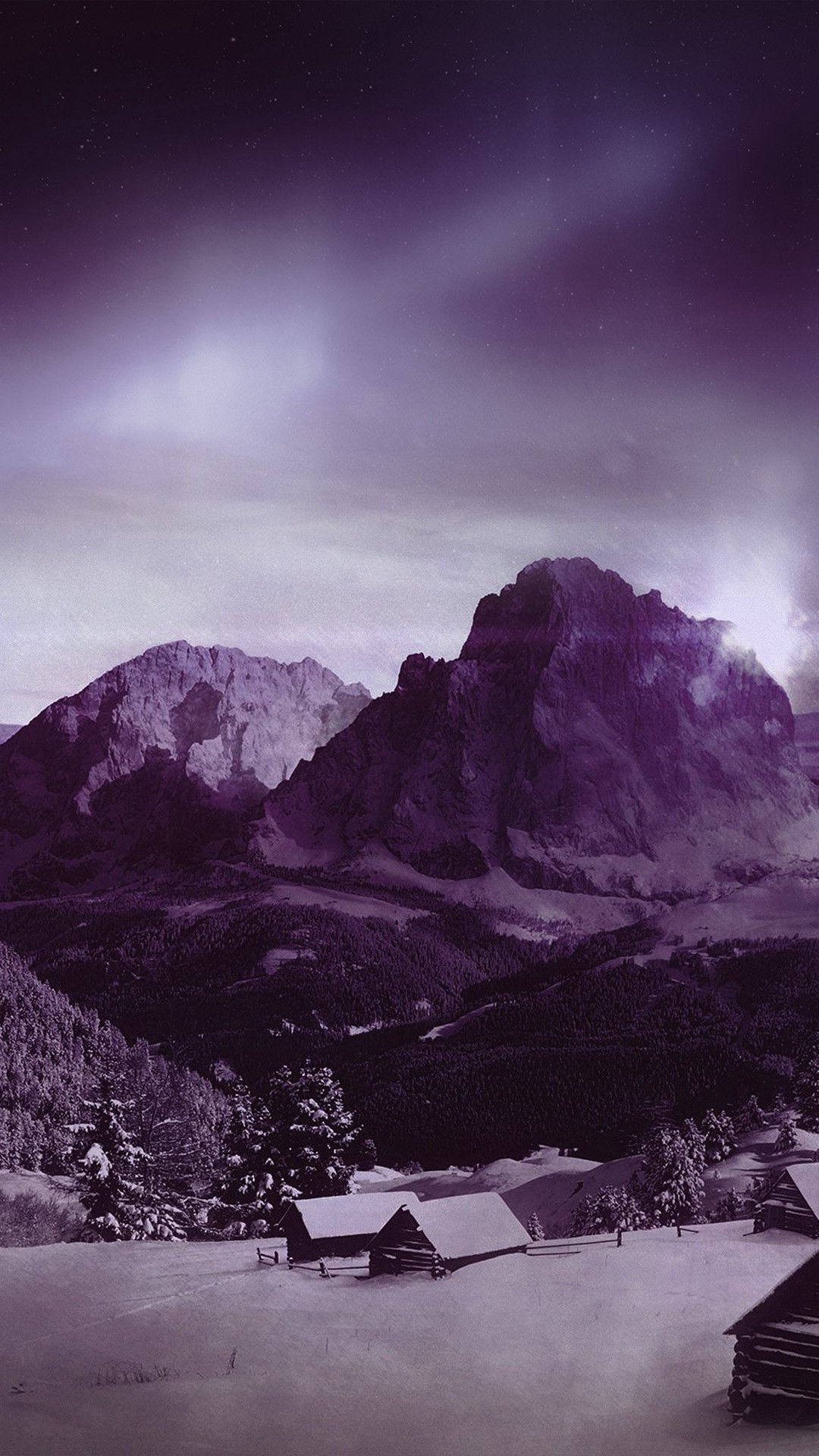 Montagne, Neve, Viola, Inverno, schermata Home iPhone 4S