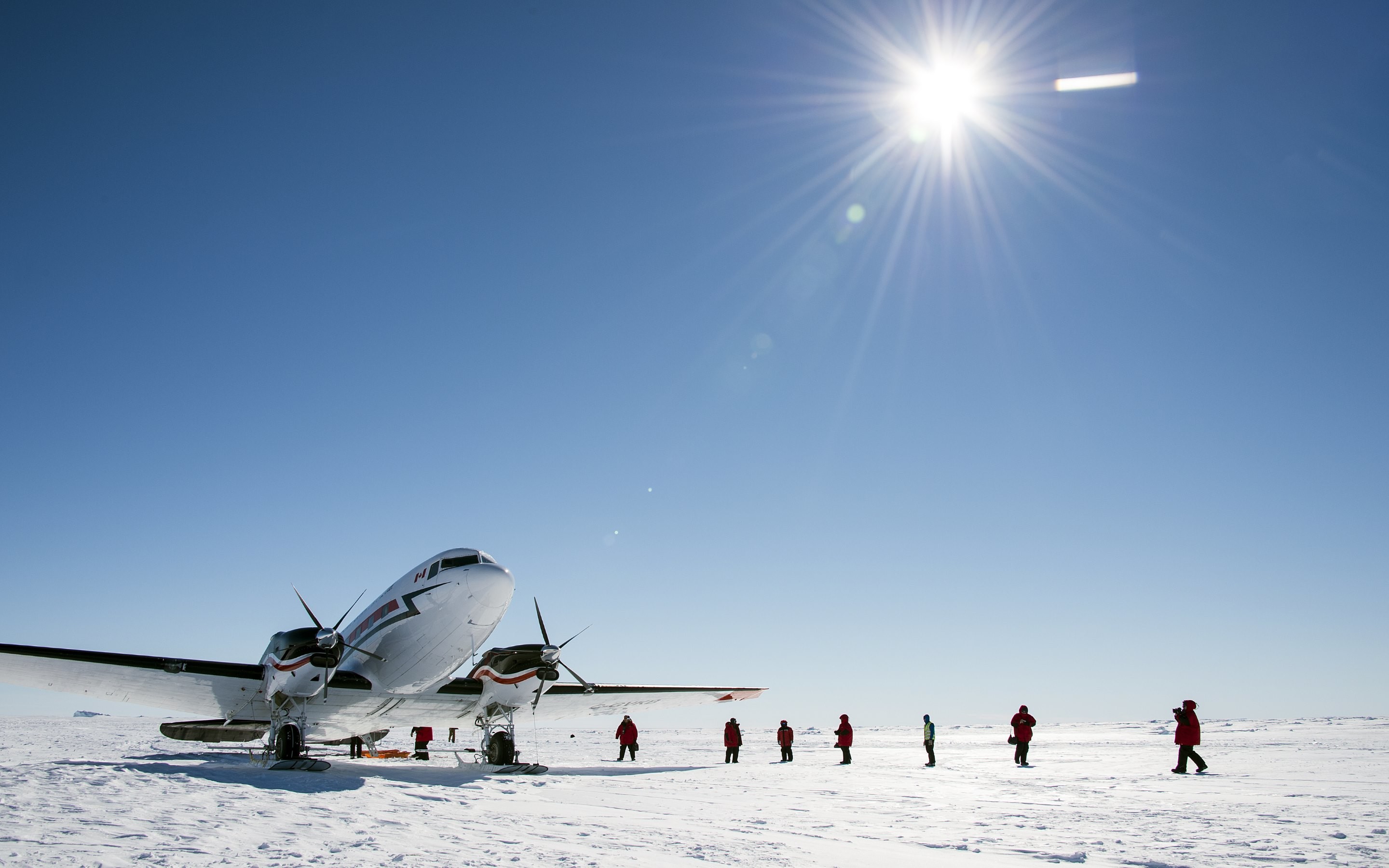 Aereo a elica, Antartide, Spedizione, Neve, Sole, 2880x1800, immagine di sfondo