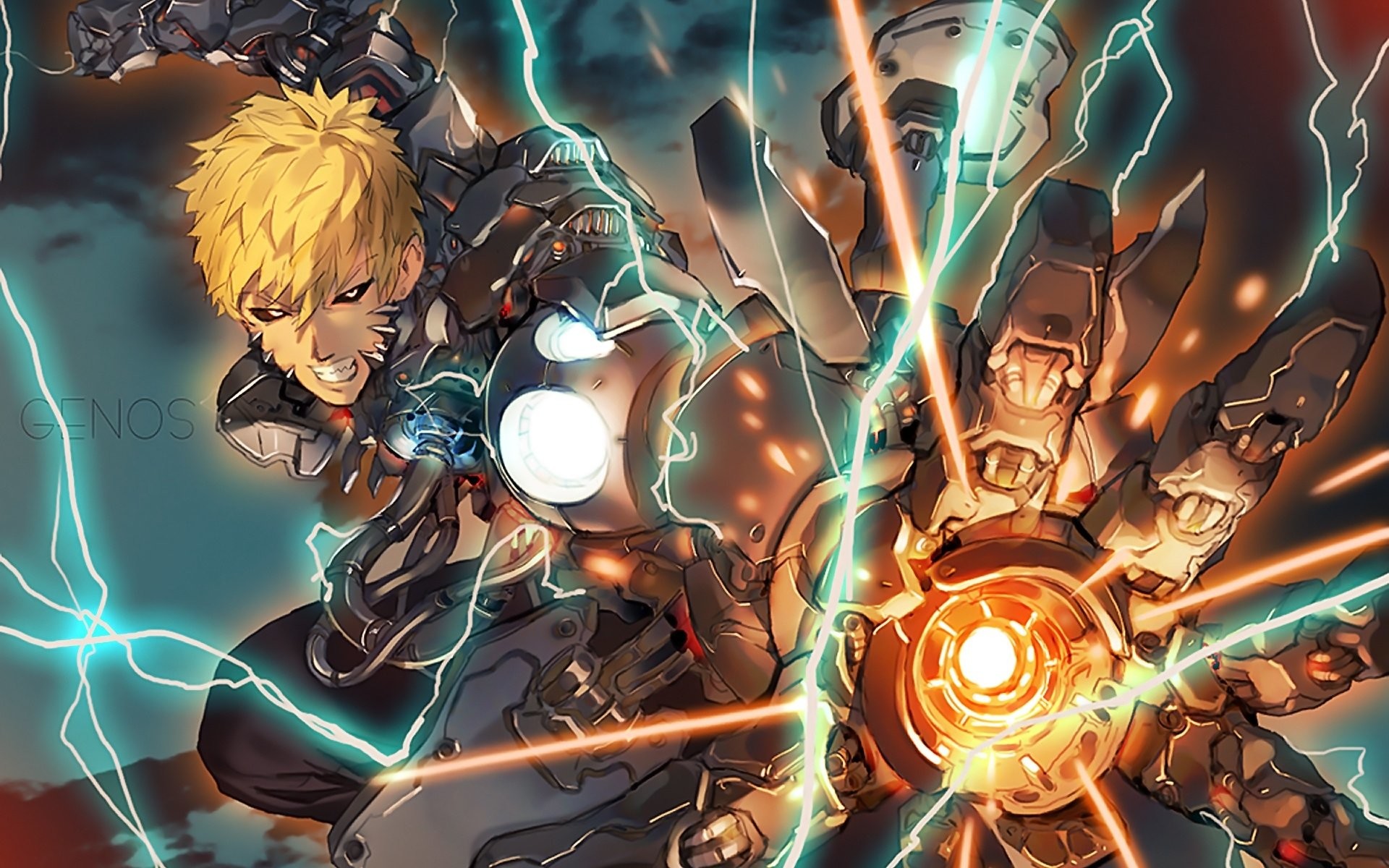 Genos, One Punch Man, Cyborg, Fulmini, Battaglia, 1920x1200, sfondo per PC
